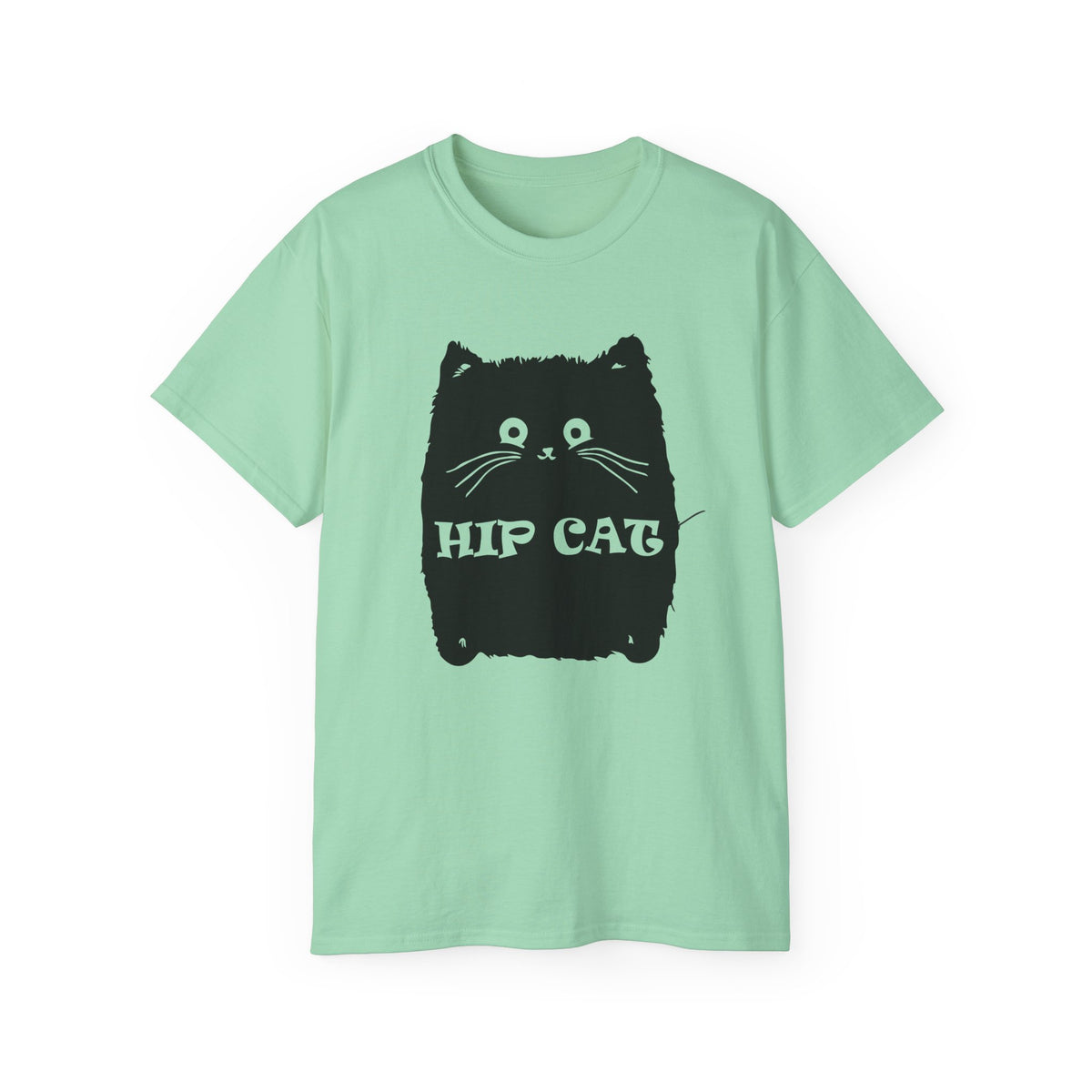 Hip Cat Graphic Tee | Cute Black Cat Illustration, Retro Typography