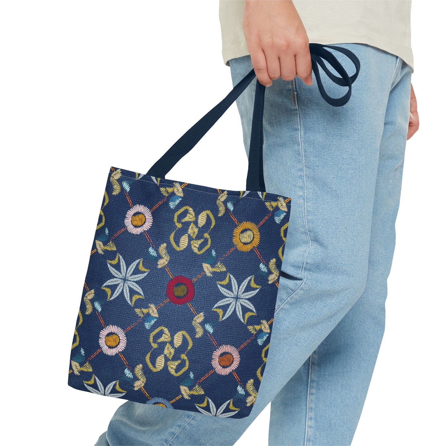 Denim Fabric Imitation Print Unisex Canvas Bag Poly Spun 3 Sizes Tote Bag 178