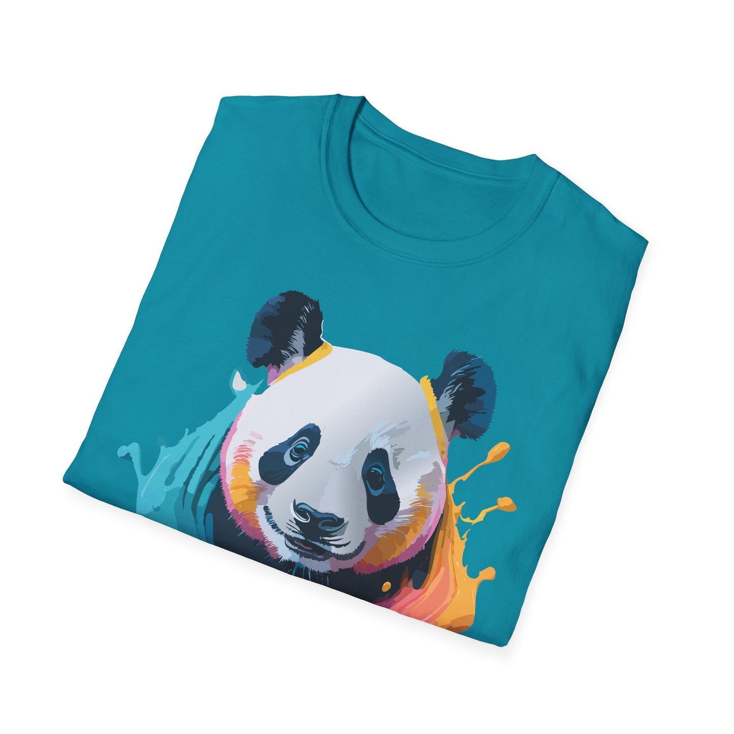 Unisex Panda Shirt T Shirt With Panda Animal Print Tee Softstyle Gildan 64000 100 Percent Ring Spun Cotton