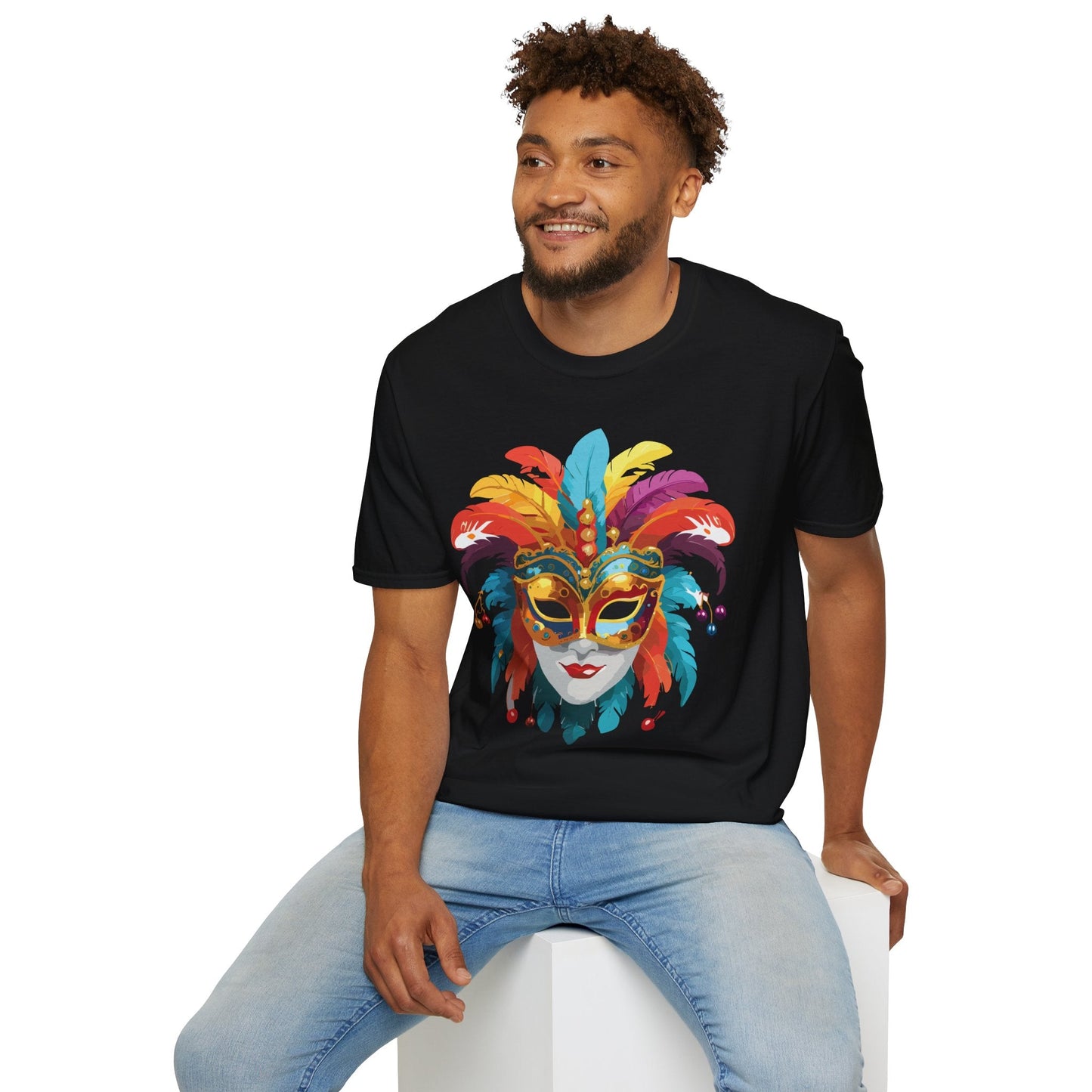 Mask Tee Shirt Unisex Masquerade Art Design Gildan Softstyle 64000 Short Sleeve Tee
