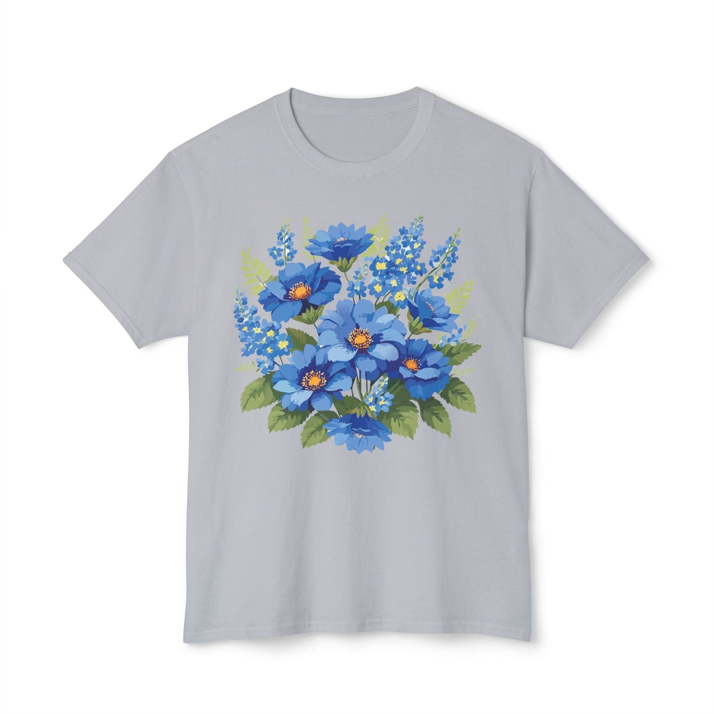 Unisex Floral Art T Shirt Cotton Tee With Vintage Flowers Art Print Breathable USA Made