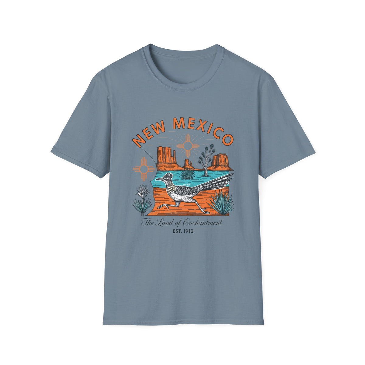 New Mexico Desertscape T-Shirt — The Land of Enchantment Travel Tourist Graphic Design Unisex 100 Cotton Gildan T-Shirt
