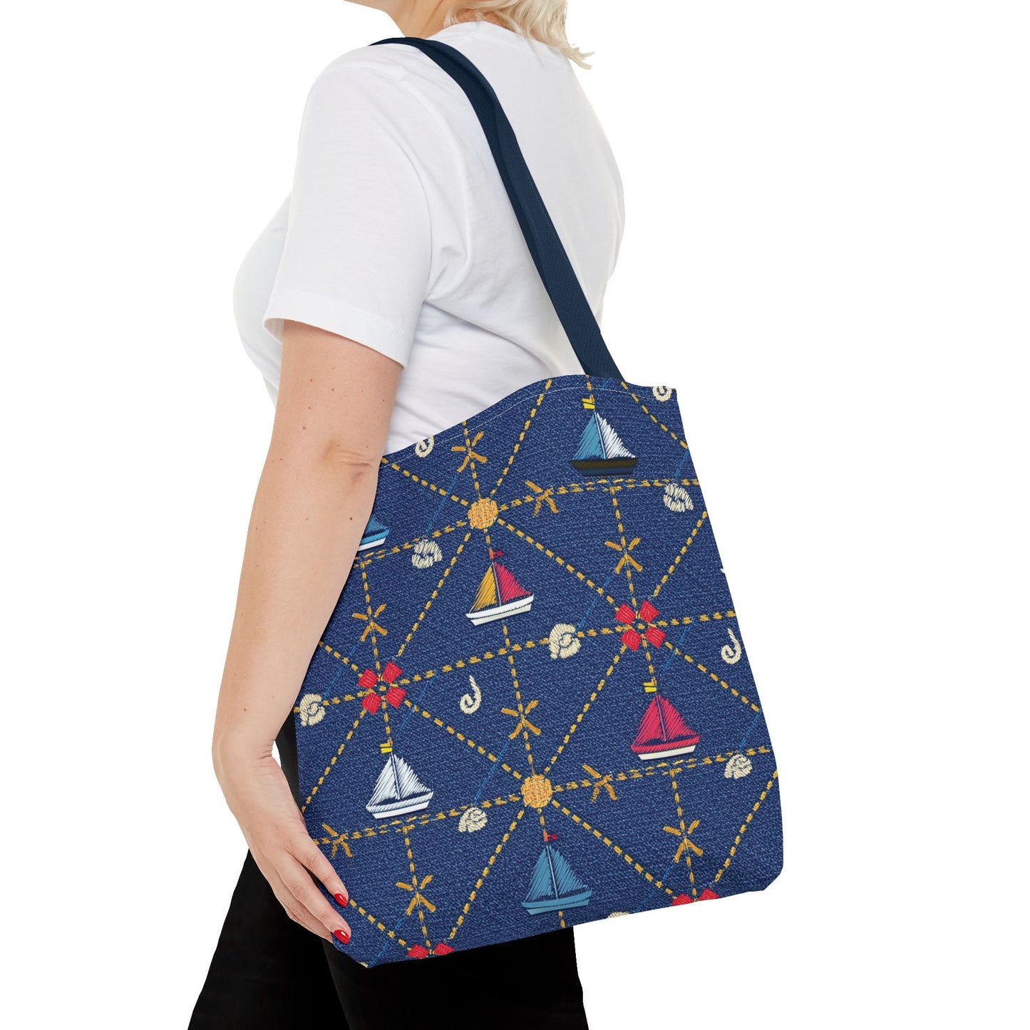 Denim Fabric Imitation Print Unisex Canvas Bag Poly Spun 3 Sizes Tote Bag 182-14
