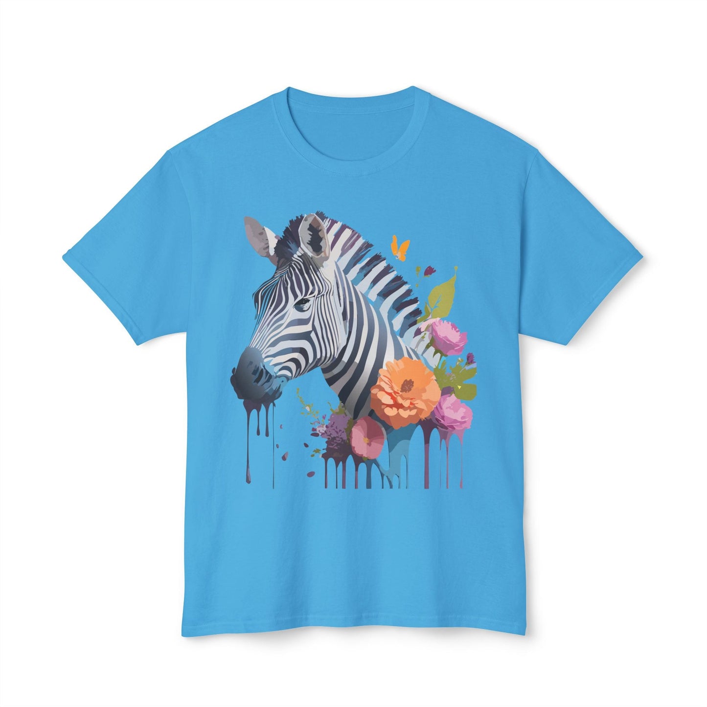 Unisex Zebra Art T Shirt With Full Color Print HD Cotton Tee Made In USA For Everyday Style