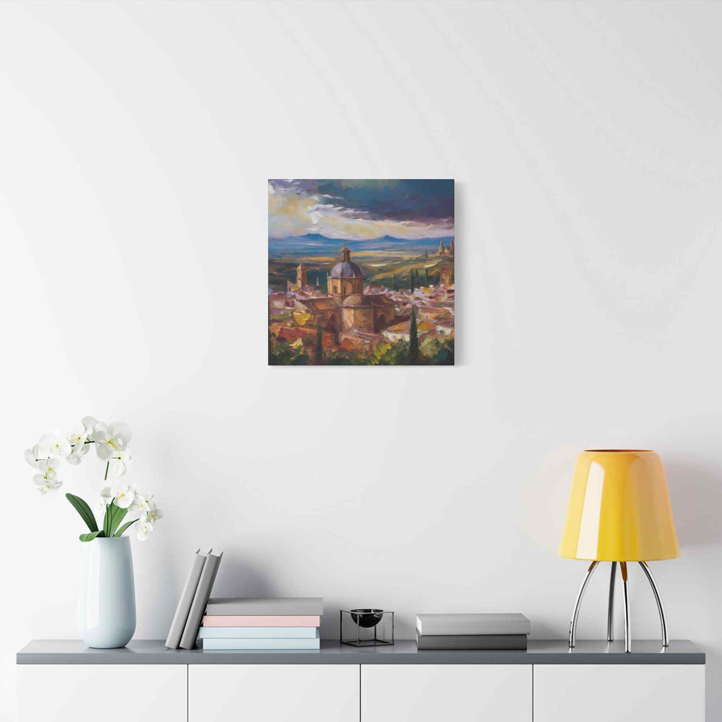 Spanish City Print Canvas, Oil Paint Print 20x20, 24x24, 30x30, 32x32, 36x36 Art Design Print Pine-Wood Inner Frame MC-56