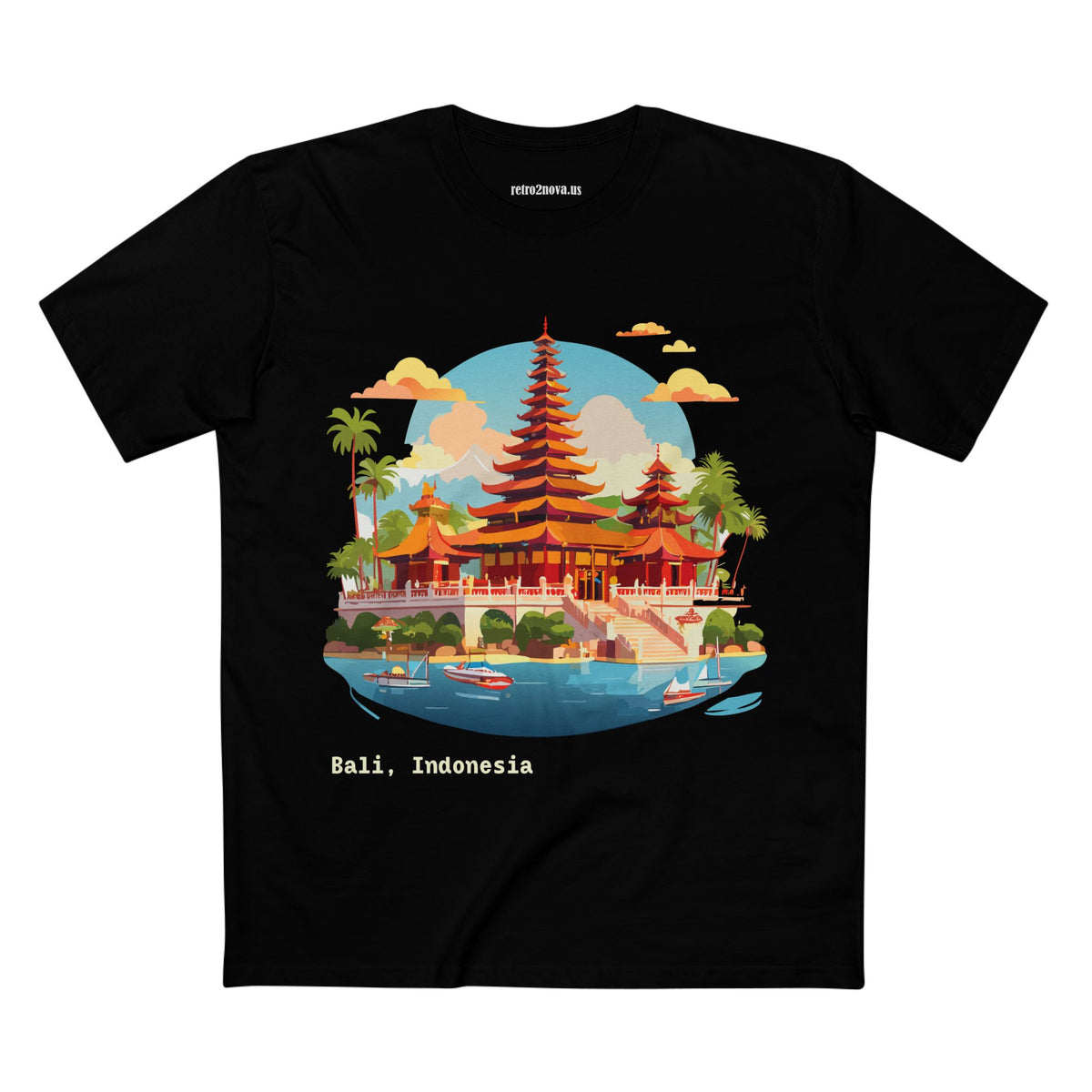 Bali Temple Landscape Tee | Indonesia Pagoda Illustration