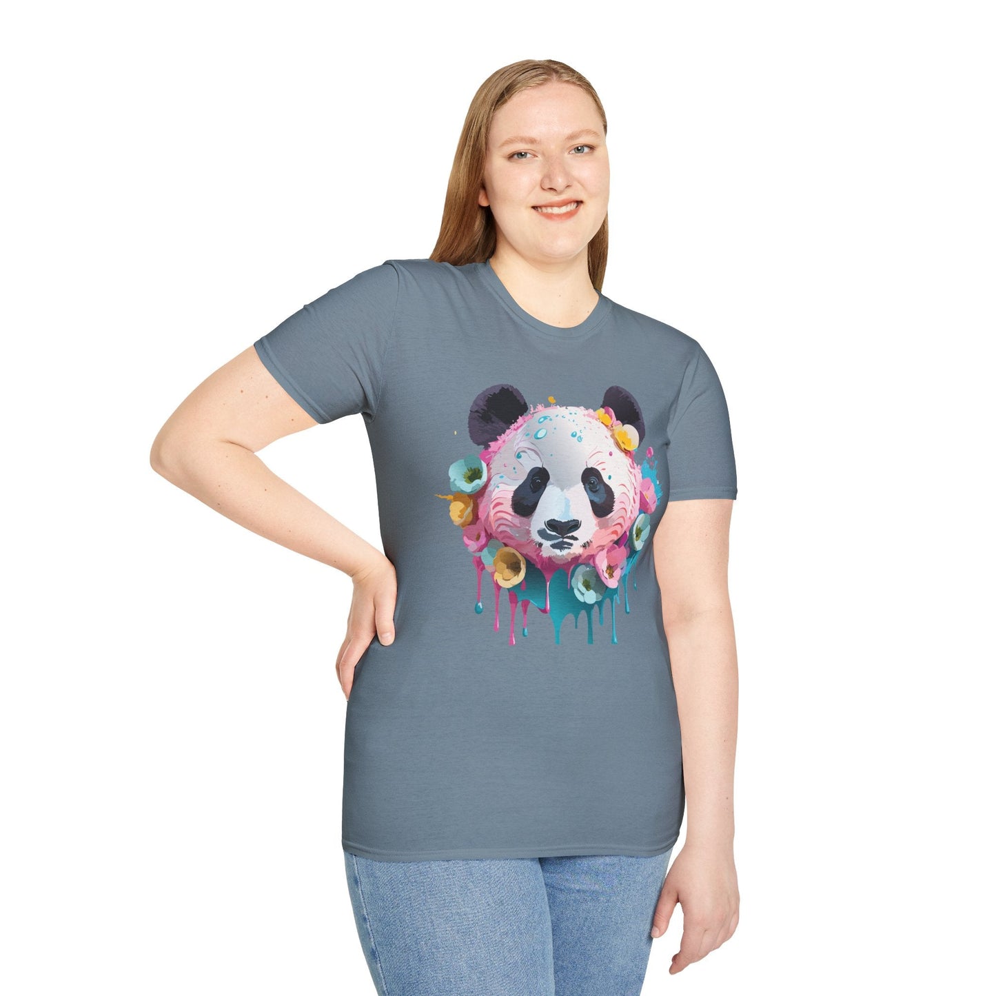 Panda Shirt Unisex T Shirt Graphic Tee Animal Print Gildan Softstyle 64000 100 Percent Cotton