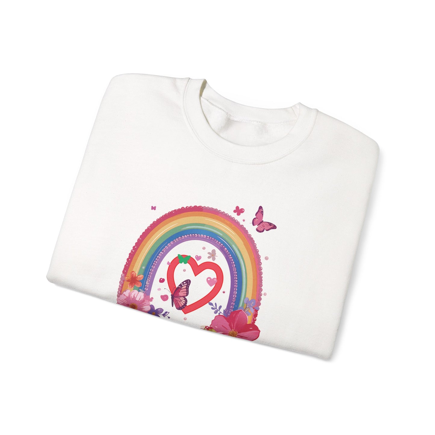 Rainbow Heart Sweatshirt, Floral Heart Sweatshirt, Floral Love Sweatshirt, Valentine's Day Sweatshirt, Rainbow Heart Floral Sweatshirt 112