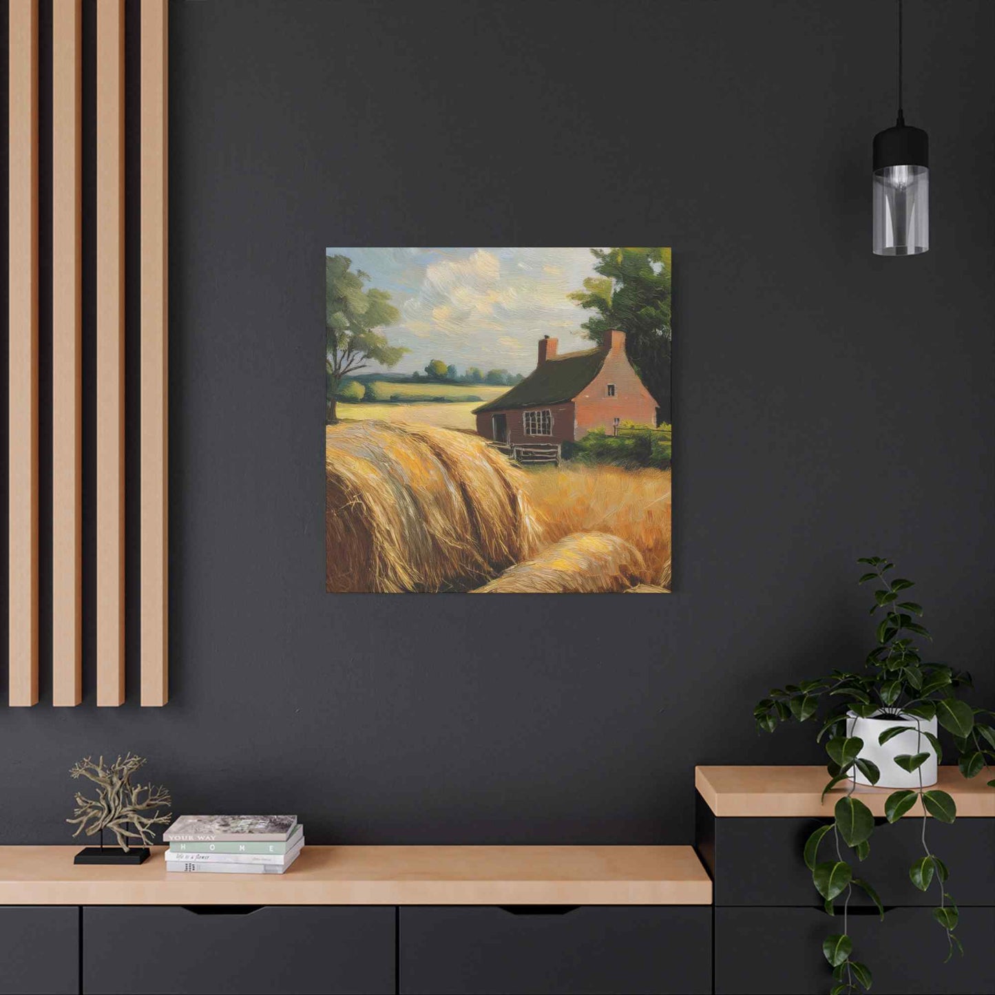 Countryside Print Canvas, Oil Paint Print 20x20, 24x24, 30x30, 32x32, 36x36 Art Design Print Pine-Wood Inner Frame MC- 47