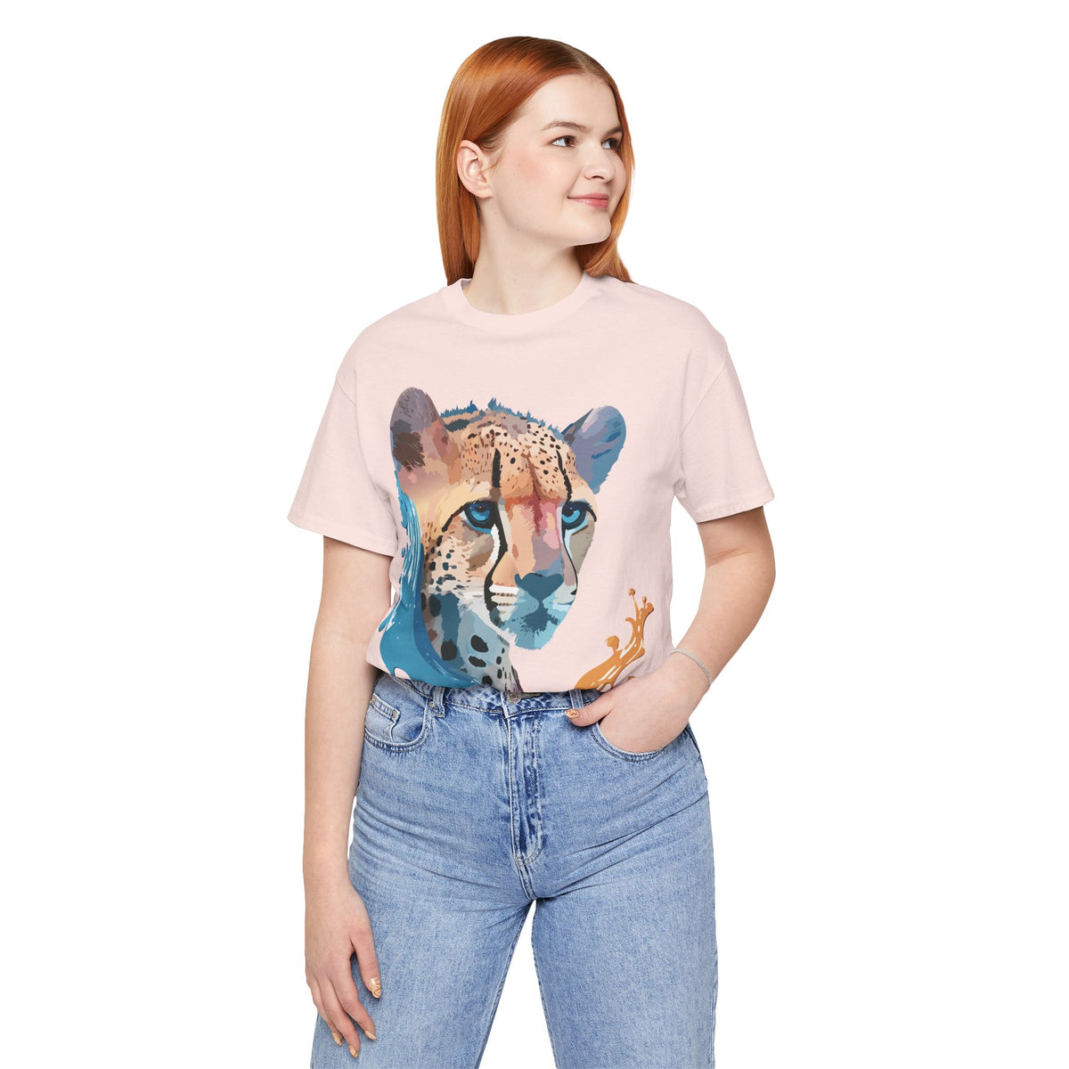 Cheetah Graphic Unisex Cotton Bella+Canvas Tee with Art Animal Design e3