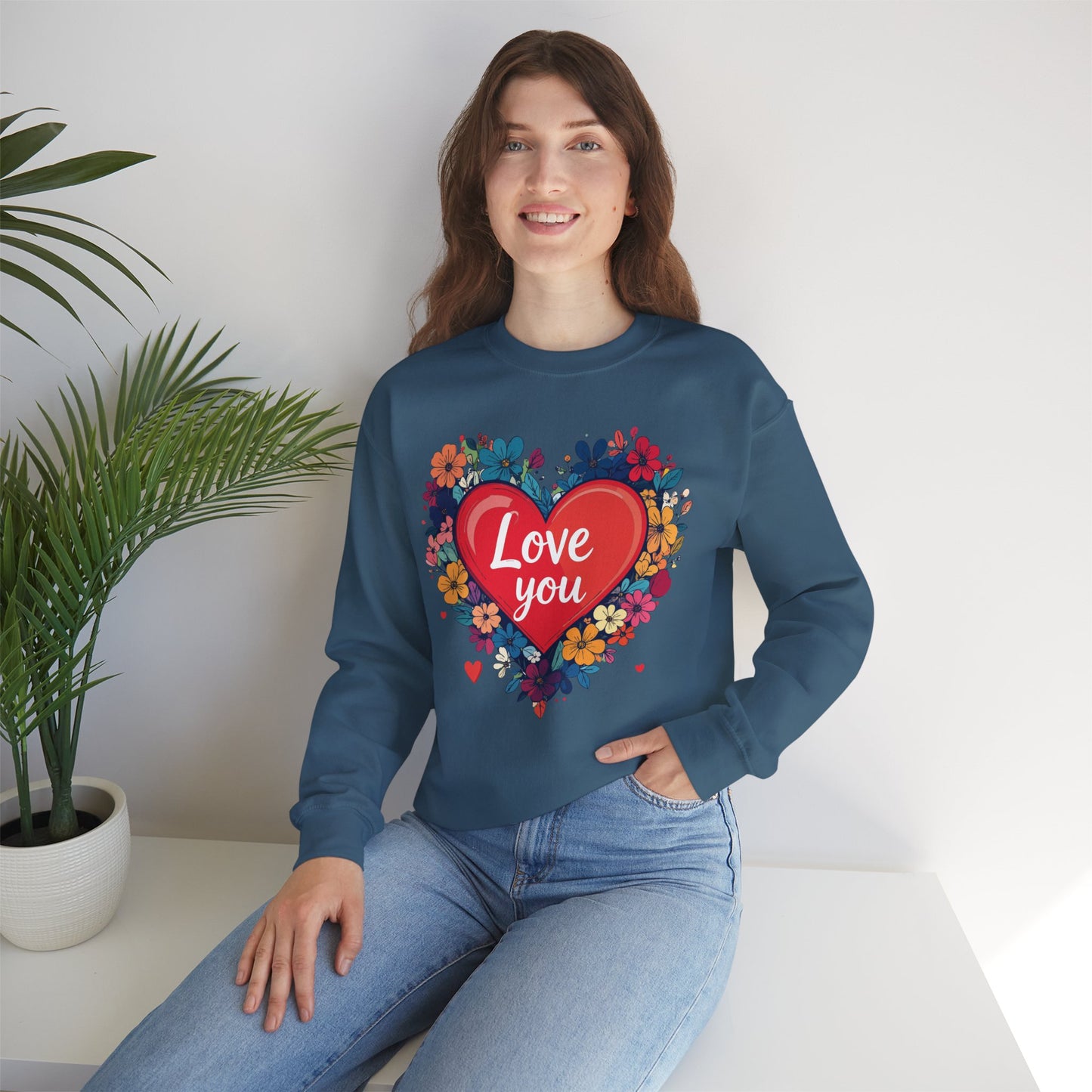 Big Heart Sweatshirt, Floral Heart Sweatshirt, Floral Love Sweatshirt, Valentine's Day Sweatshirt, Heart Floral Sweatshirt 107