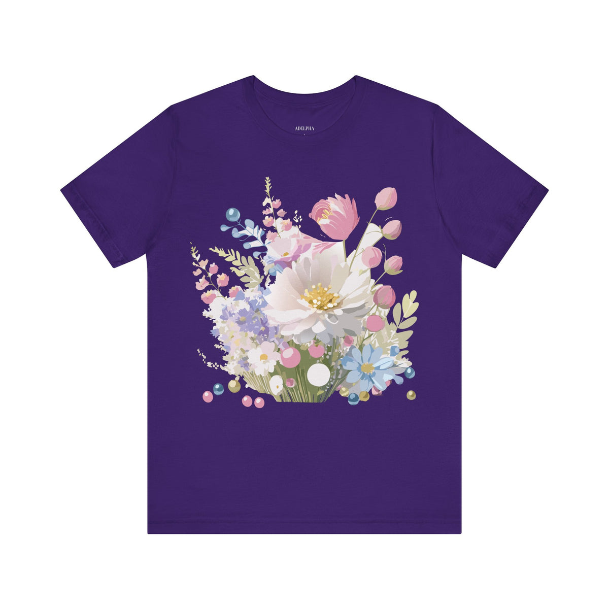 Floral Graphic Unisex Cotton Bella+Canvas Tee with Flowers Art Design n121
