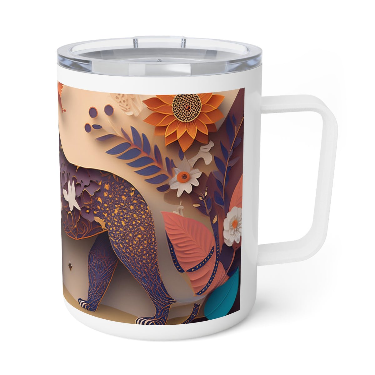 36 Art Design Insulated Coffee Mug Clear Lid 10oz Insulated Coffee Mug 10oz