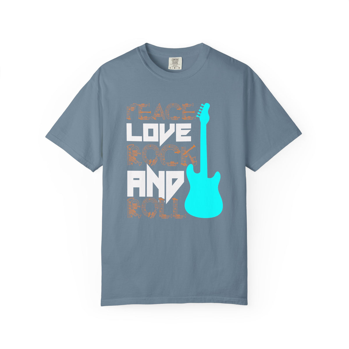 Love and Rock Guitar T-shirt Peace Rock Music Unisex Cotton Tee 078