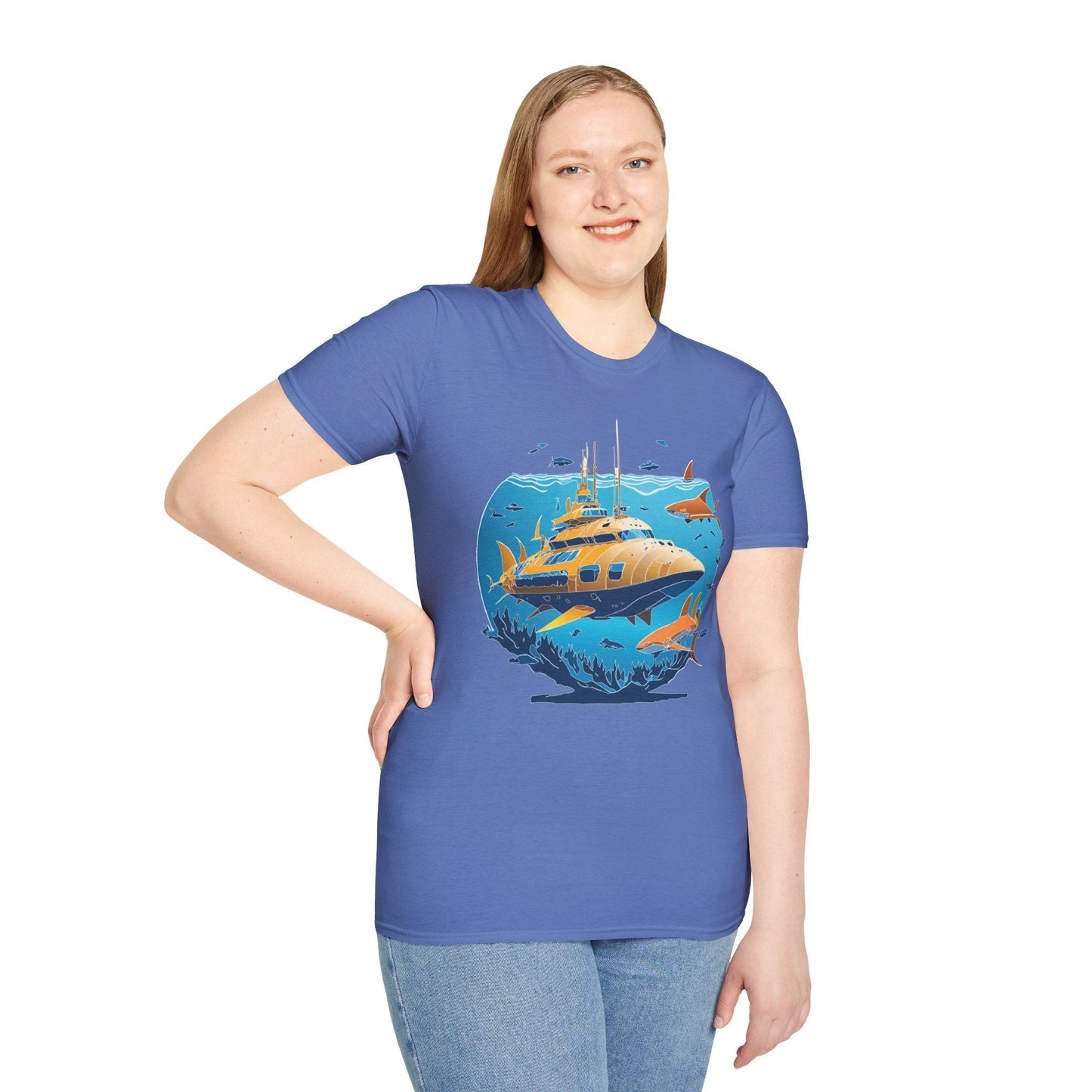 Ocean T Shirt Unisex Gildan Softstyle 64000 100 Percent Cotton Ring Spun U Boat Design Graphic