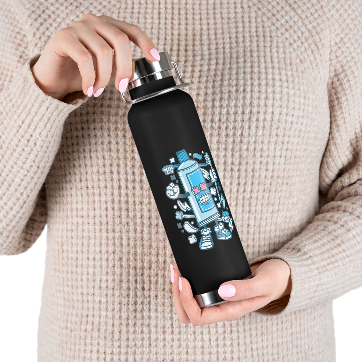 22oz Copper Insulated Water Bottle with Cartoon Design - CV39