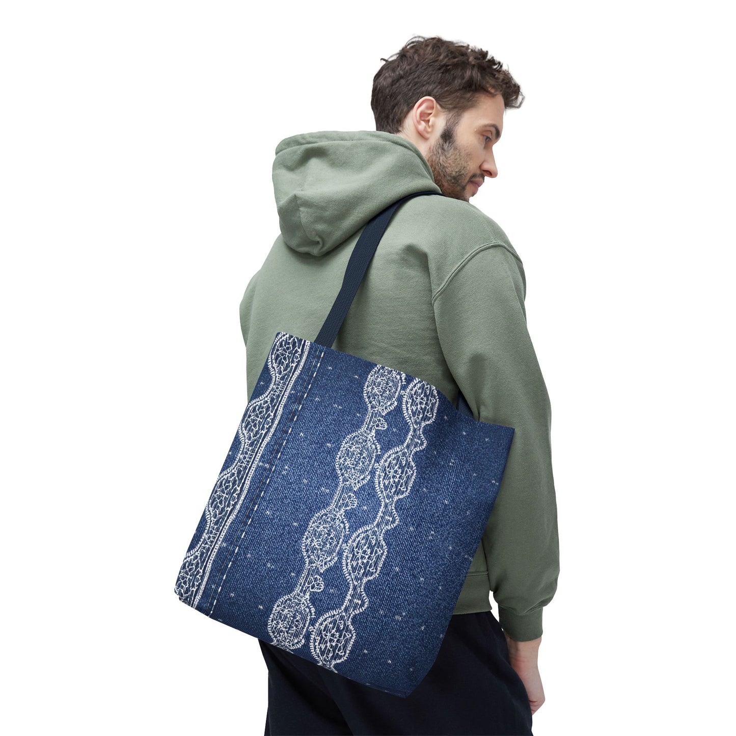 Denim Fabric Imitation Print Unisex Canvas Bag Poly Spun 3 Sizes Tote Bag 106