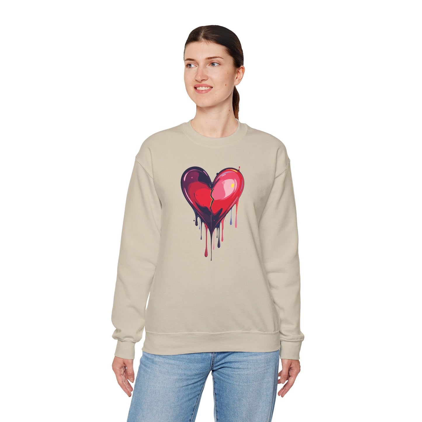 Red Heart Floral Sweatshirt Unisex Heavy Blend Crewneck Valentines Day Love Sweatshirt