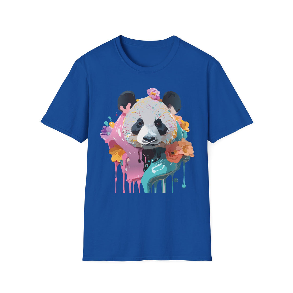 Colorful Floral Panda T-Shirt | Watercolor Drip Animal Art