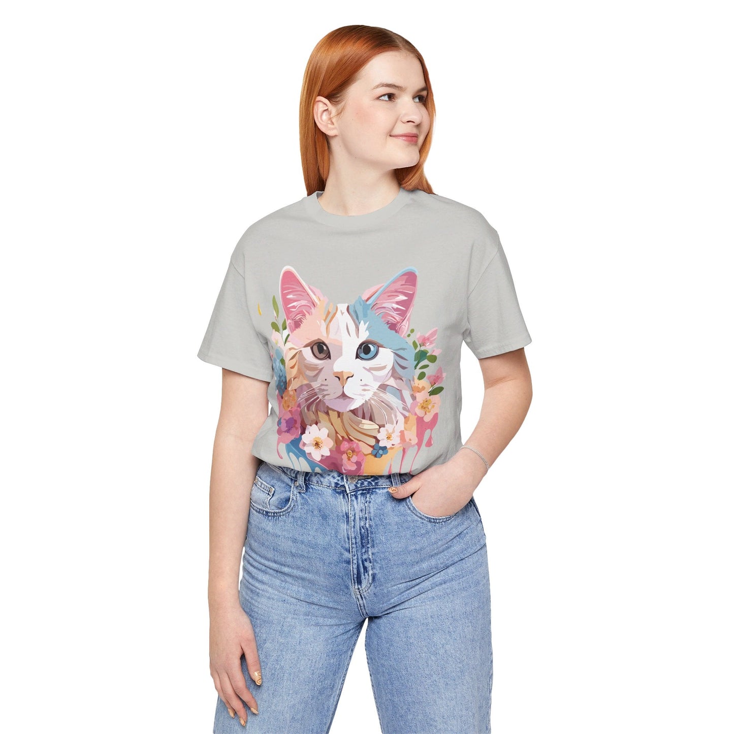 Cat Graphic Tee Unisex Short Sleeve Shirt With Adelpha Artwork