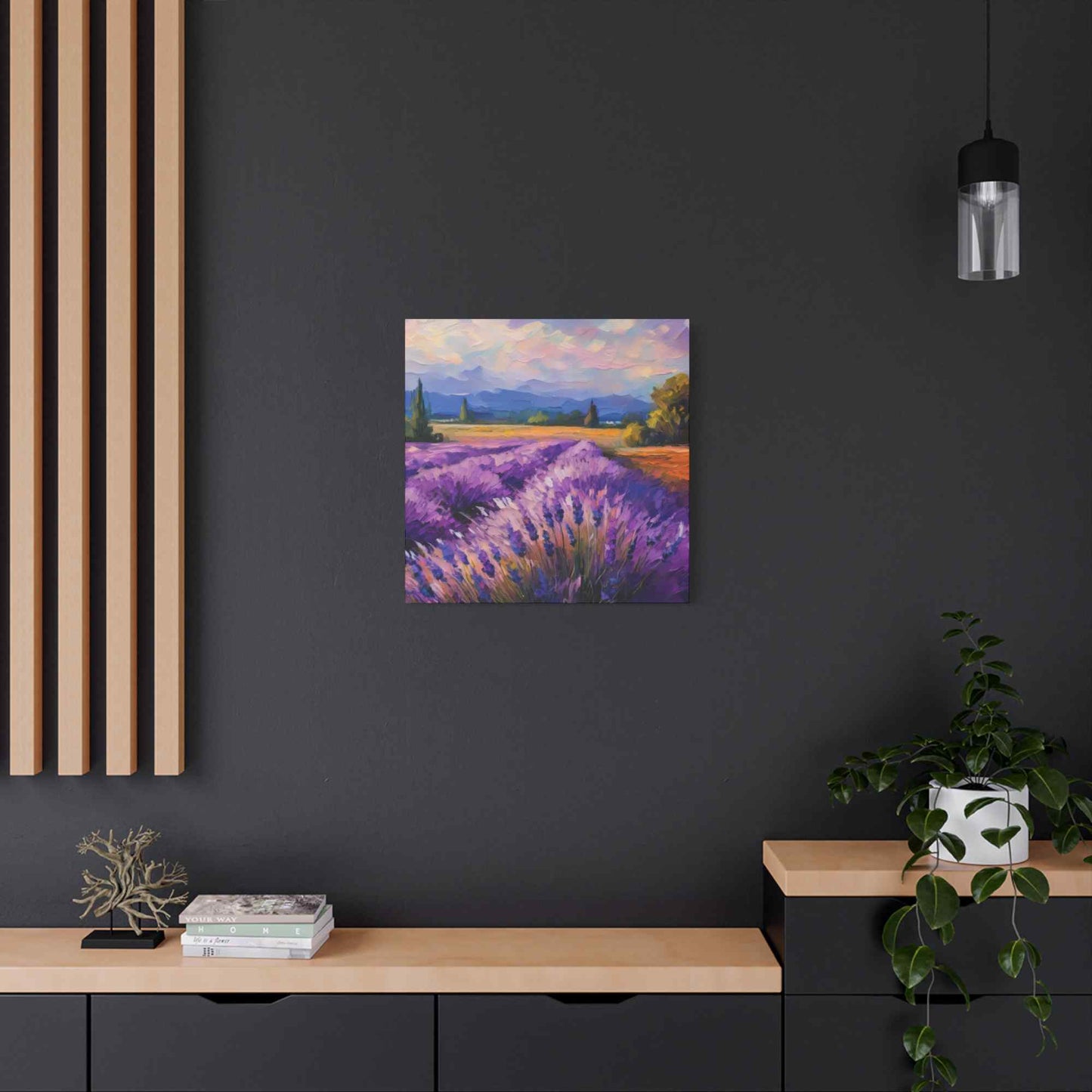 Lavender Landscape Print Canvas, Landscape Oil Paint Print 20x20, 24x24, 30x30, 32x32, 36x36 Art Design Print Non-Frame MC-34