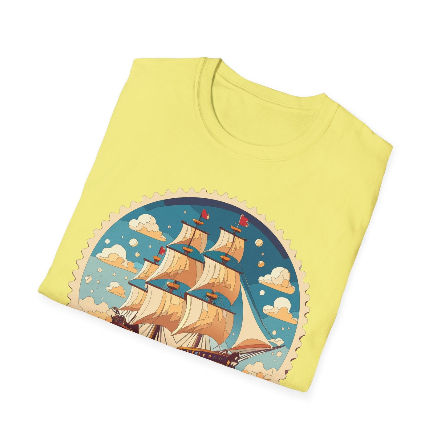 Frigate Ship T Shirt Unisex Short Sleeve 100 Percent Ring Spun Cotton Soft Tee Gildan 64000
