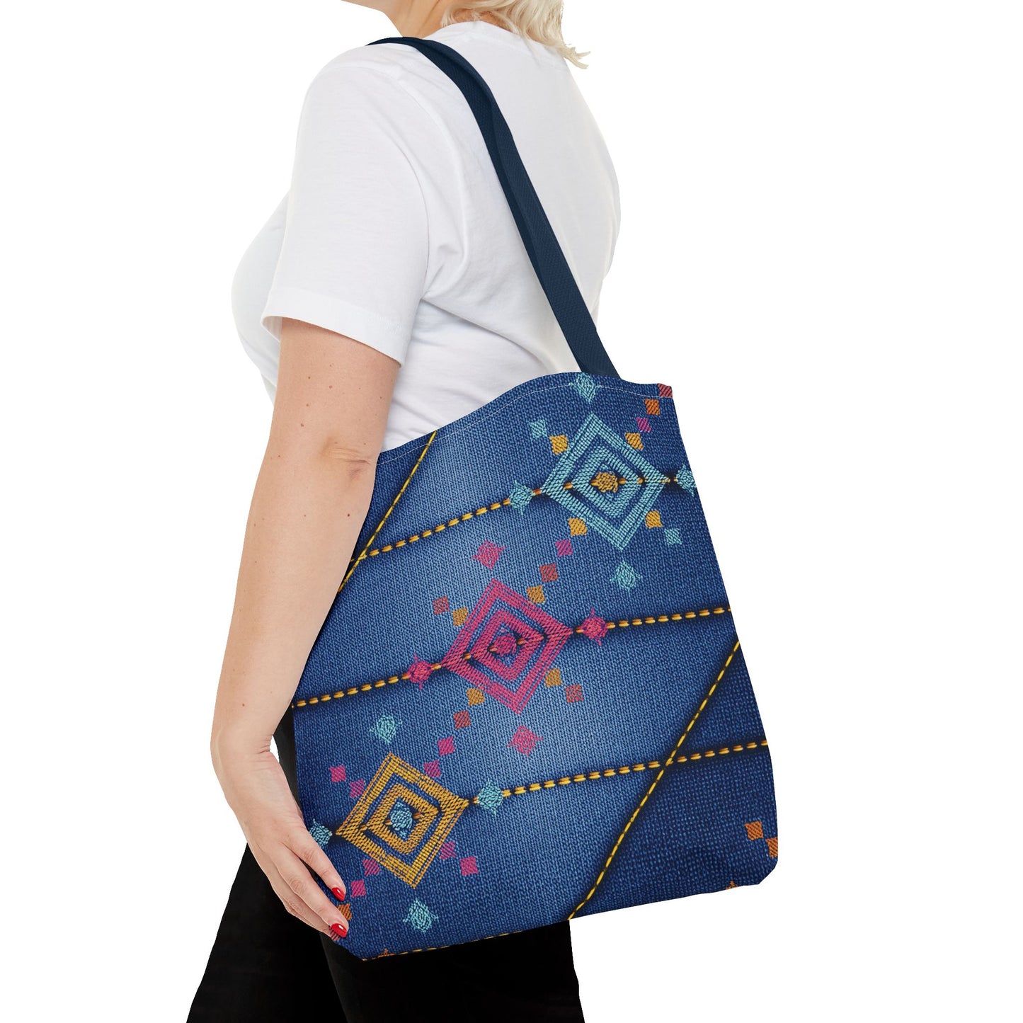 Diwali Graphic Denim Fabric Imitation Print Unisex Canvas Bag Poly Spun 3 Sizes Tote Bag 205-22
