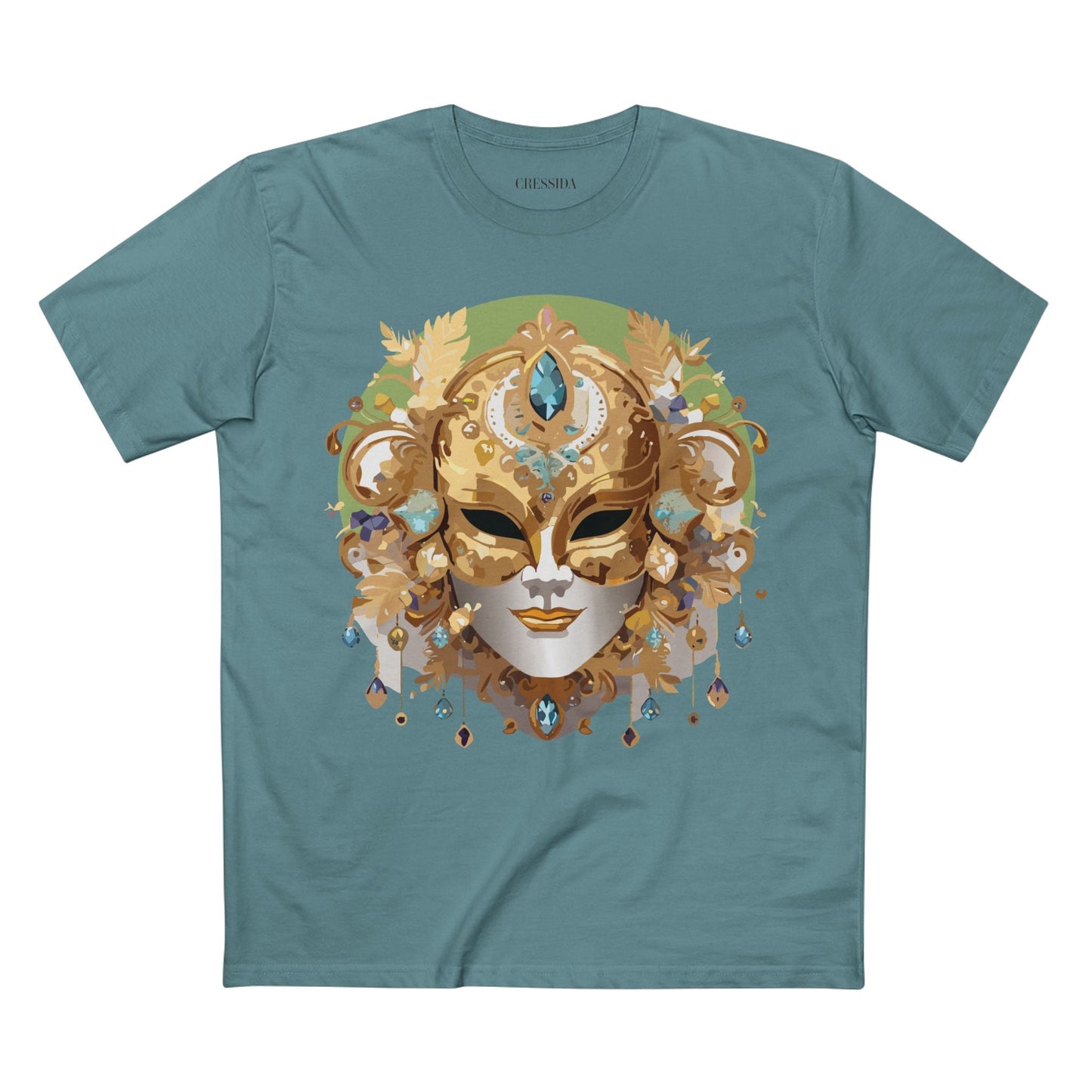Carnival Mask Graphic T-Shirt Unisex 100 Cotton With Antique Gold Art Design Tee 11