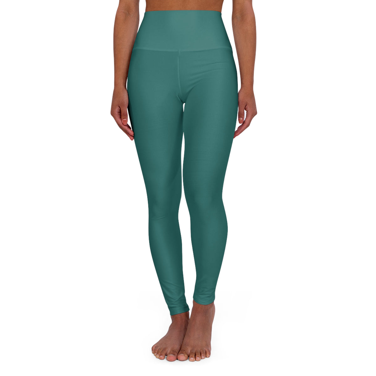 Pine Teal Color High-Waist Yoga Leggings Women's Seamless Poly-Span Stretchy Pants XS-2XL