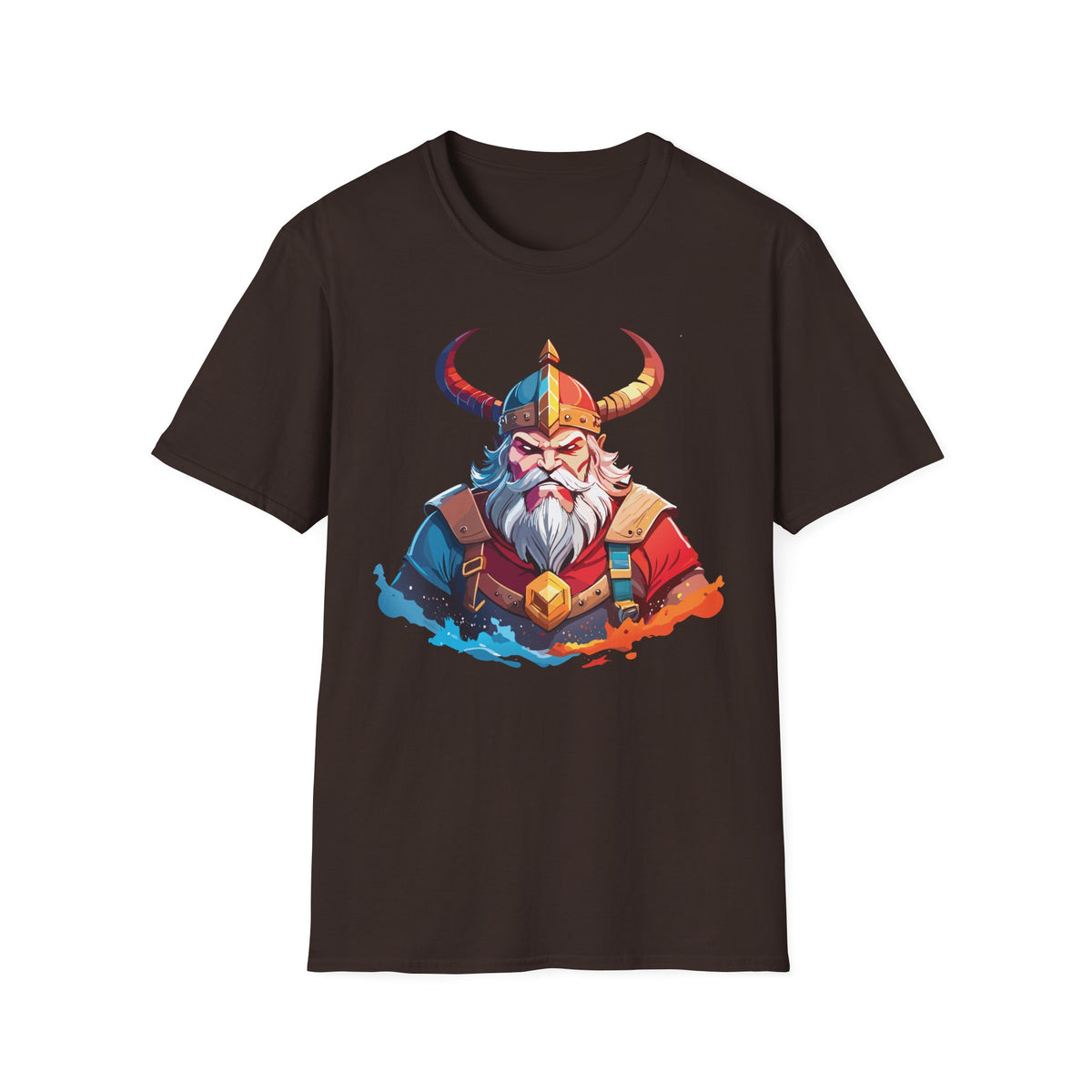 Viking Warrior Illustration T-Shirt | Horned Helmet Norse Art