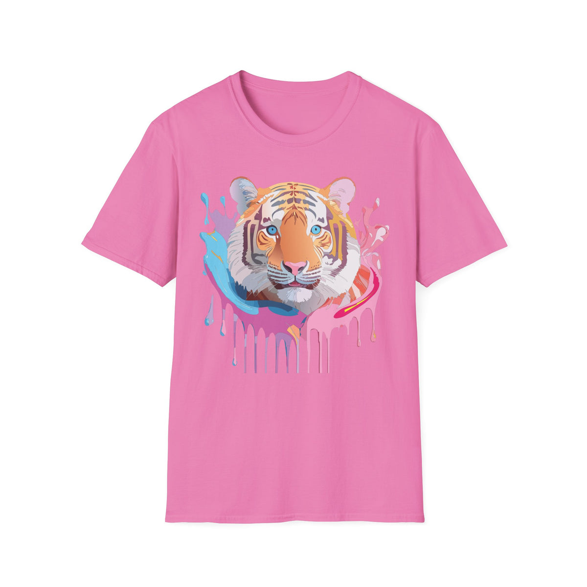 Colorful Tiger Face T-Shirt | Watercolor Drip Animal Graphic