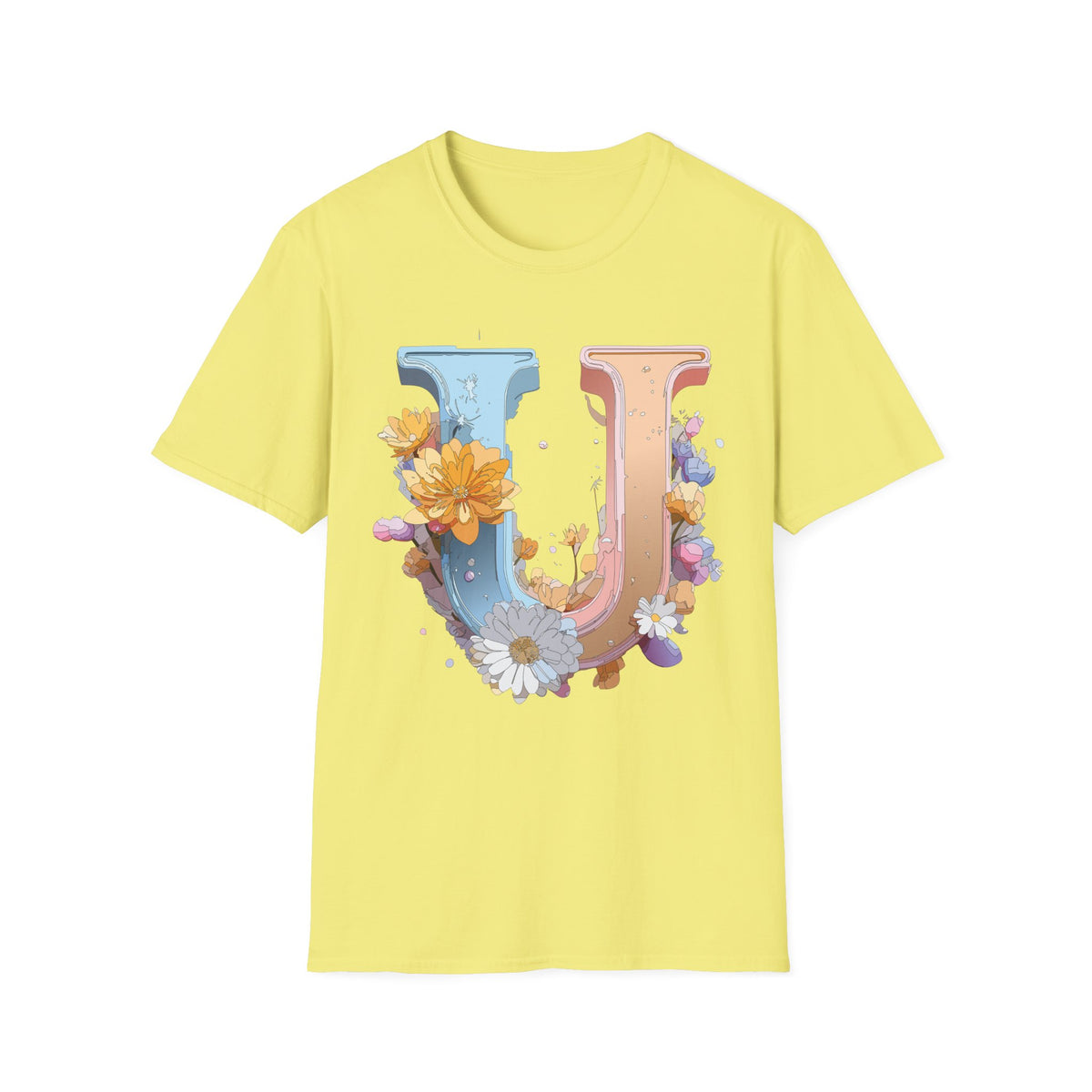Floral Letter U T-Shirt | Botanical Monogram Tee