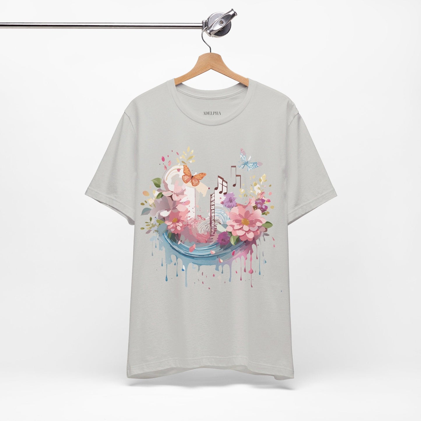 Music Graphic Unisex 100 Cotton Vintage Art with Musical Elements Tee 122