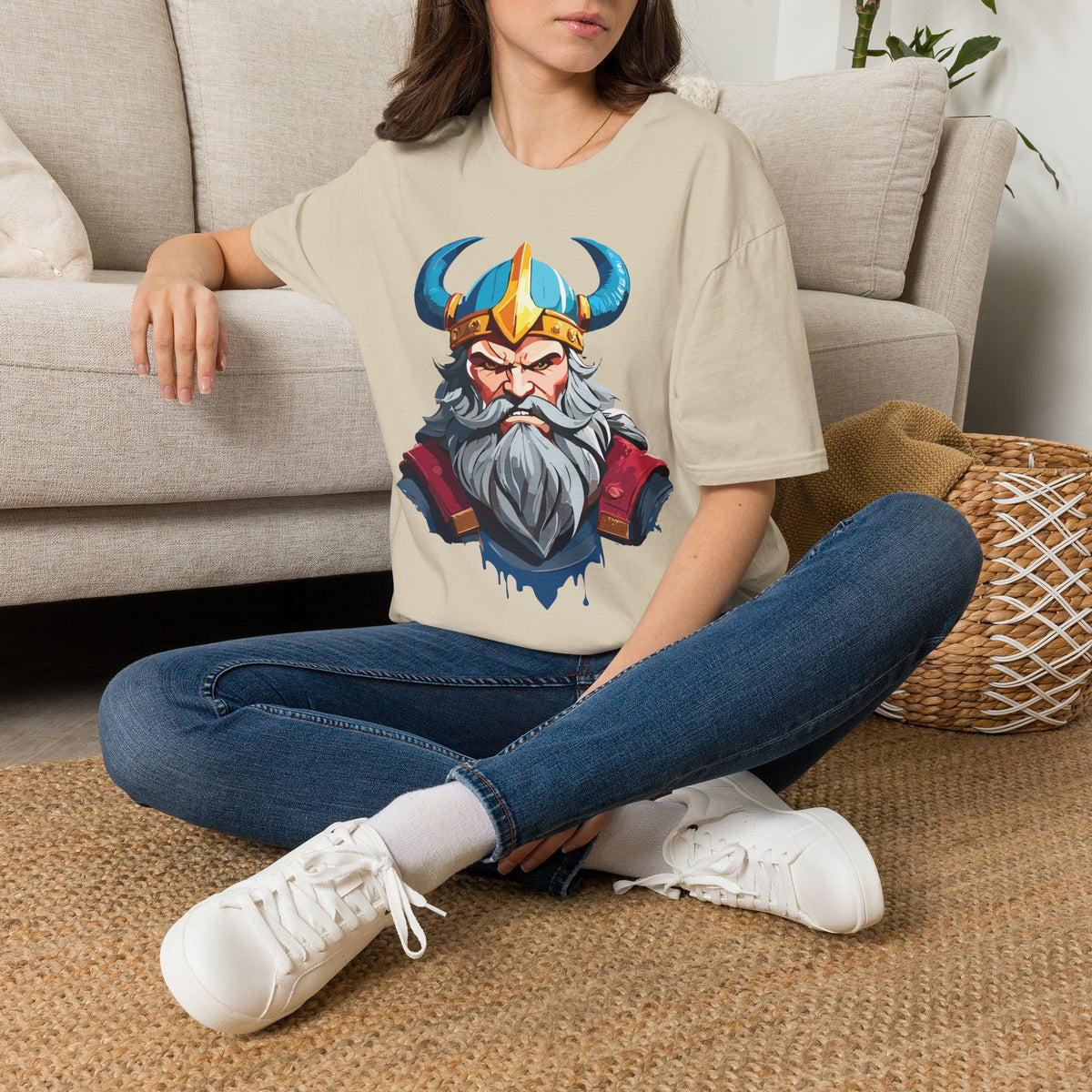Viking Warrior Helmet T-Shirt | Norse God Illustration