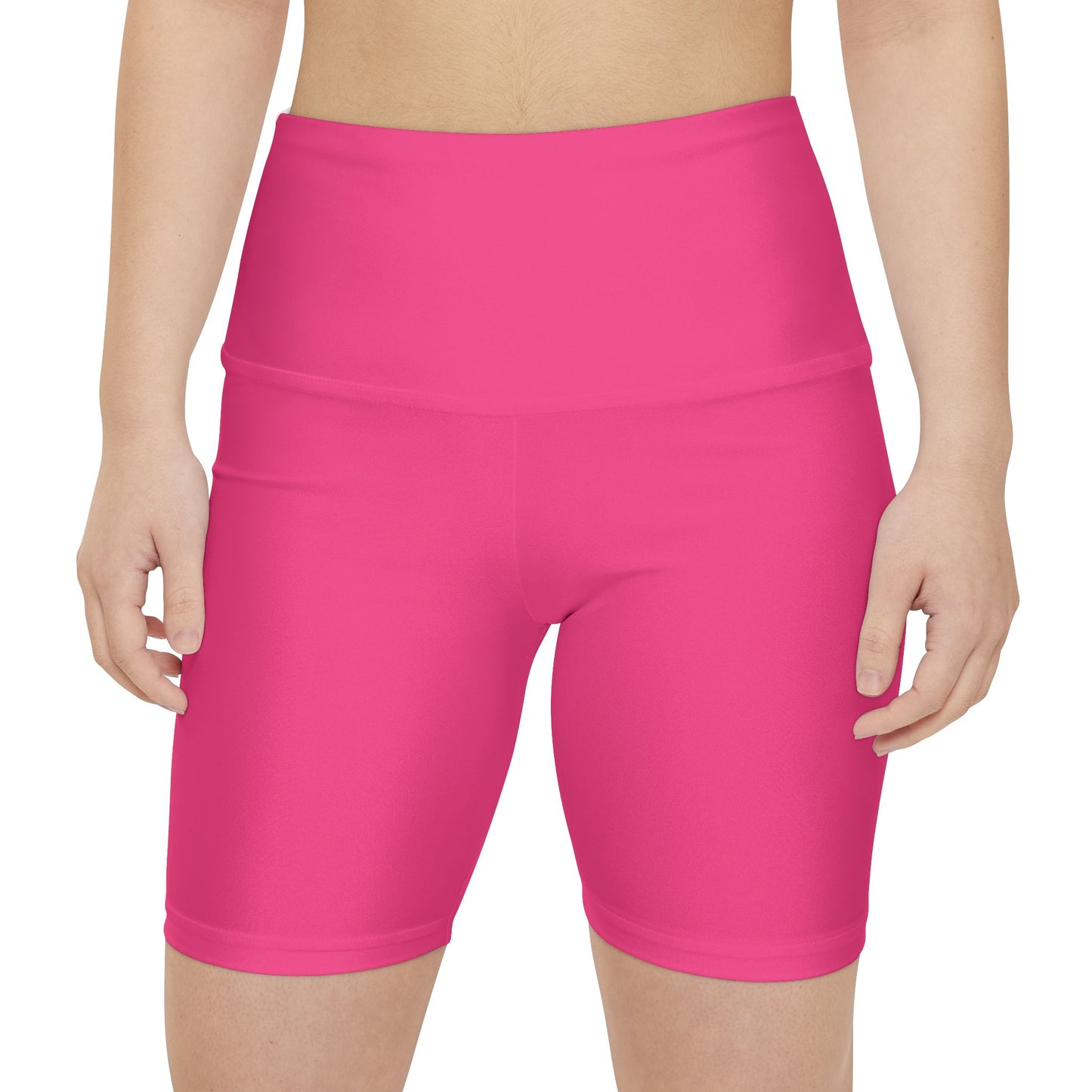 Wild Strawberry Pink Women's Workout Shorts — Solid High-Waist Biker Shorts for Exercise & Everyday Wear