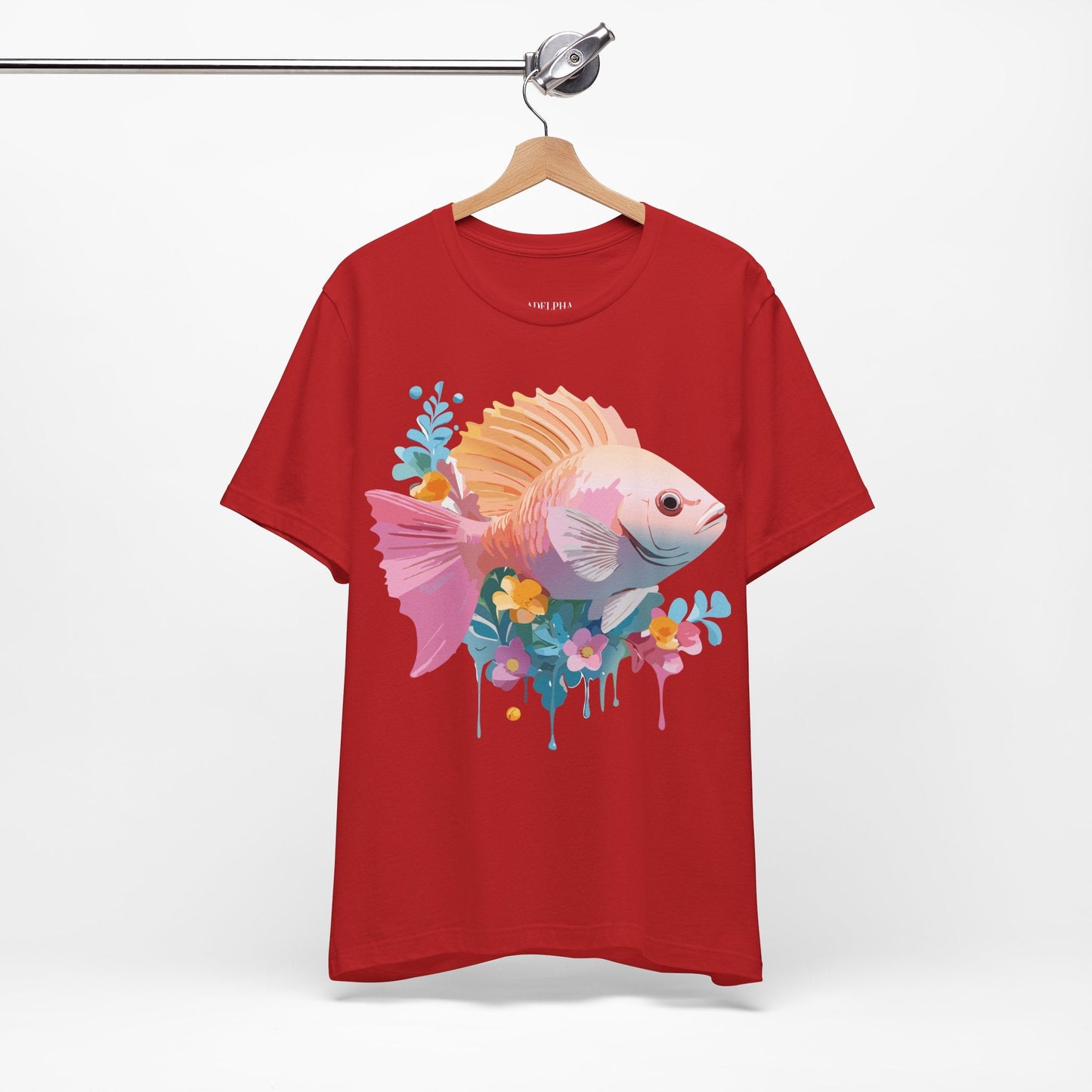 Adelpha Fish Graphic Tee Unisex Short Sleeve Shirt Vintage Inspired Art Design Collection