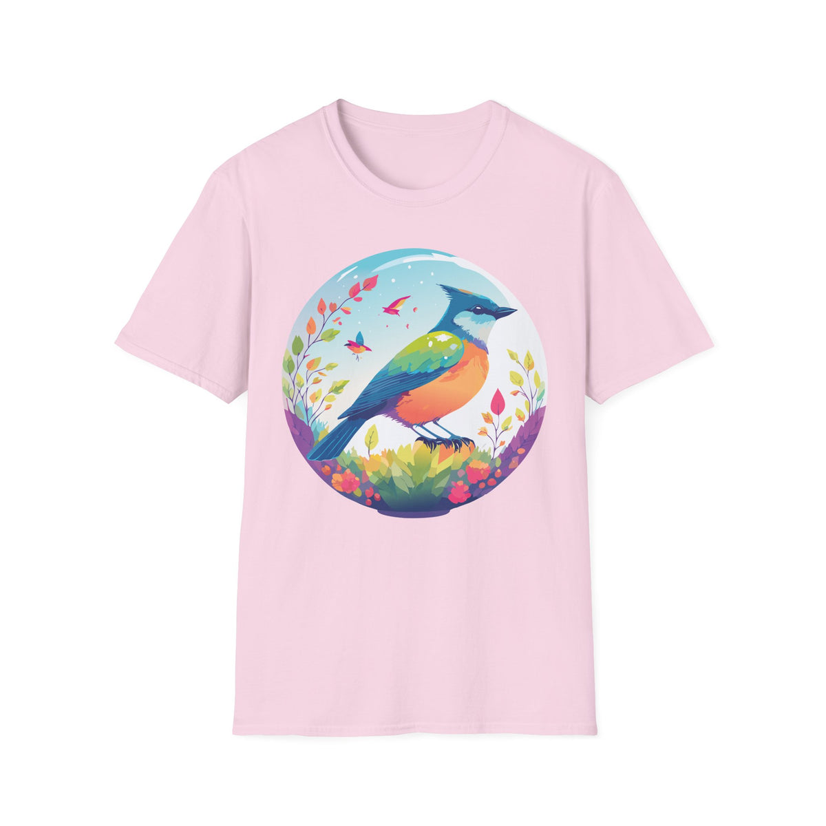 Colorful Songbird Illustration T-Shirt | Vibrant Bird Art Tee