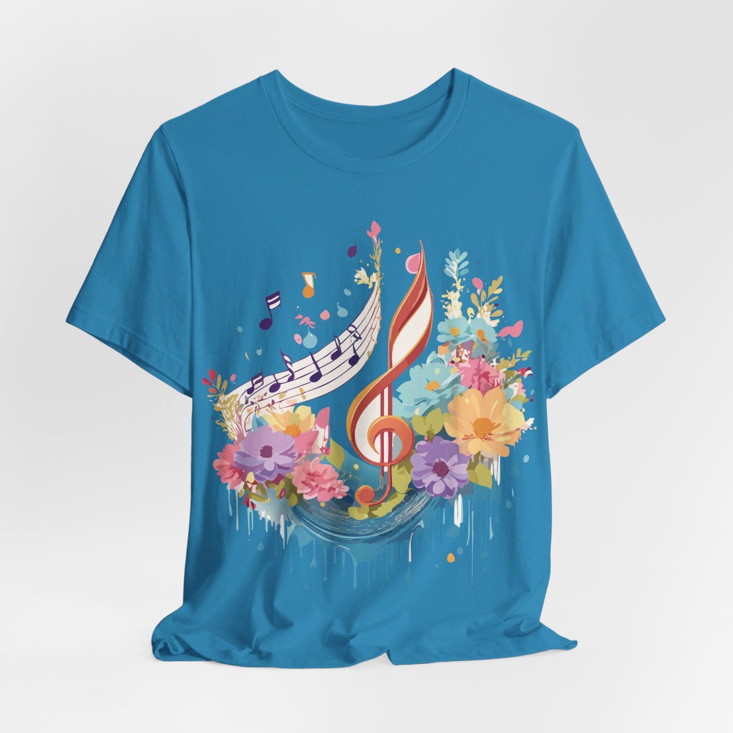 Music Graphic Unisex 100 Cotton Vintage Art with Musical Elements Tee 106