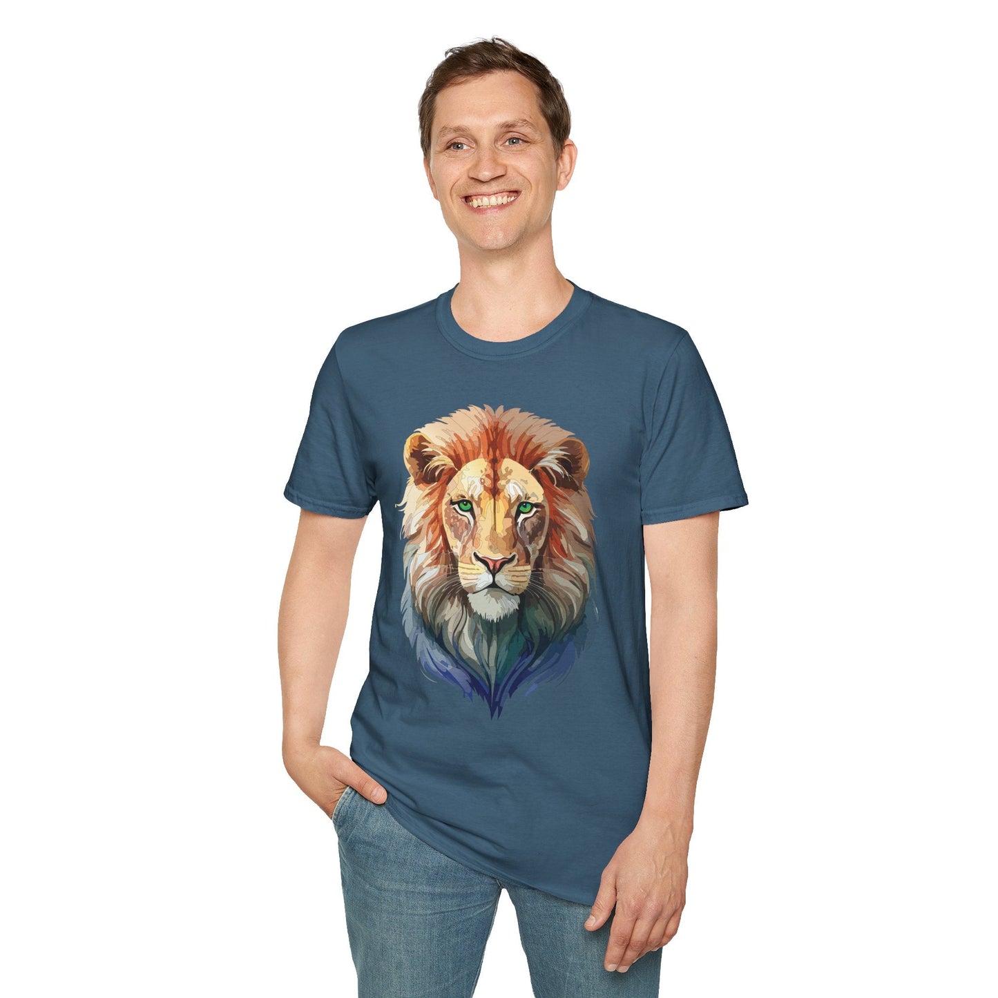 Gildan Softstyle Lion Shirt Unisex Floral Tee Animal Print Tee