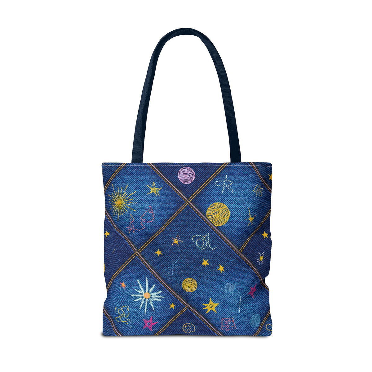 Denim Fabric Imitation Print Unisex Canvas Bag Poly Spun 3 Sizes Tote Bag 183-3