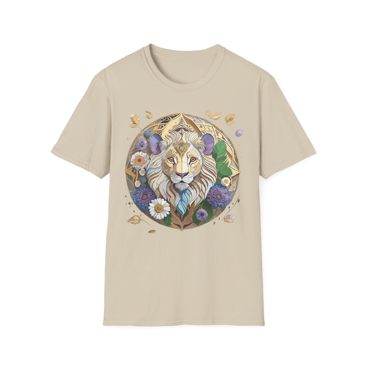 Floral Lion Illustration T-Shirt | Boho Mandala Lion Tee