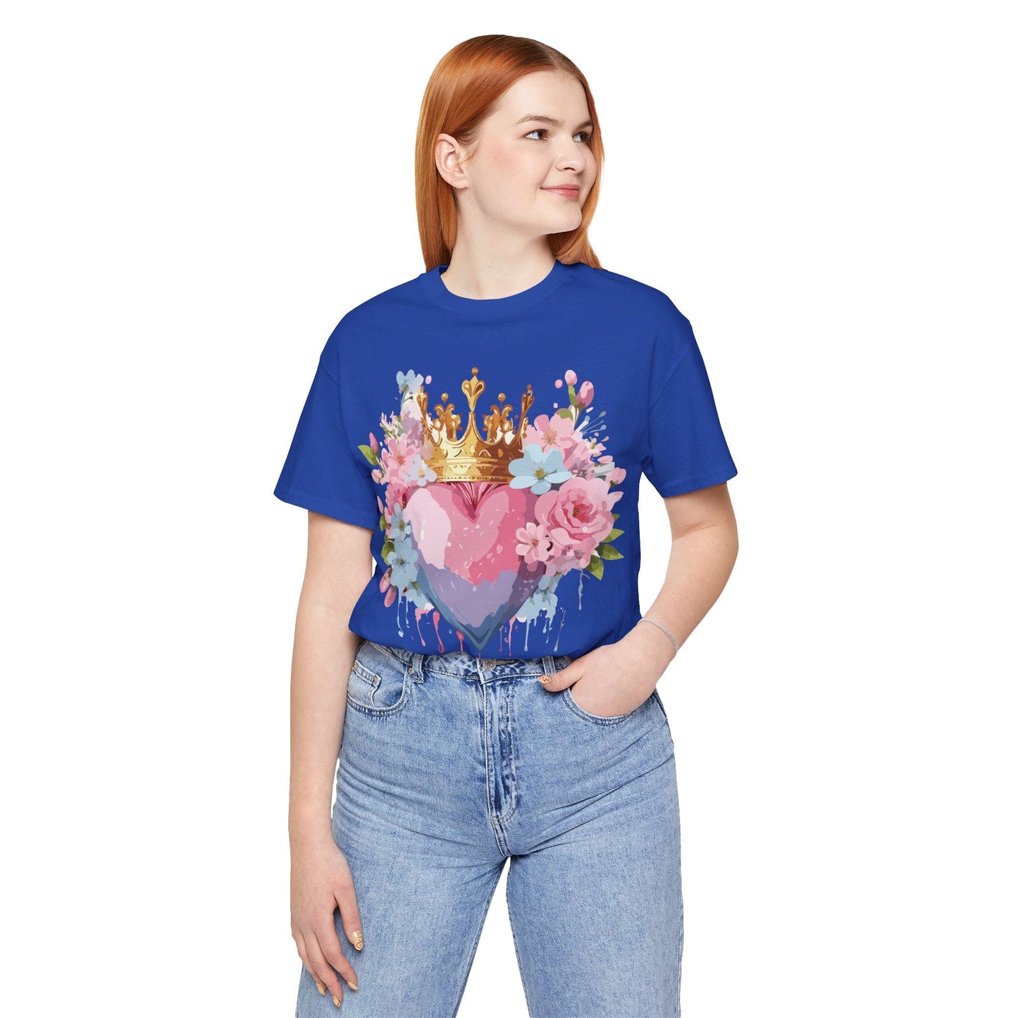 Valentine Day Graphic Unisex 100 Cotton Vintage Artwork with Love and Flower Design Tee 18