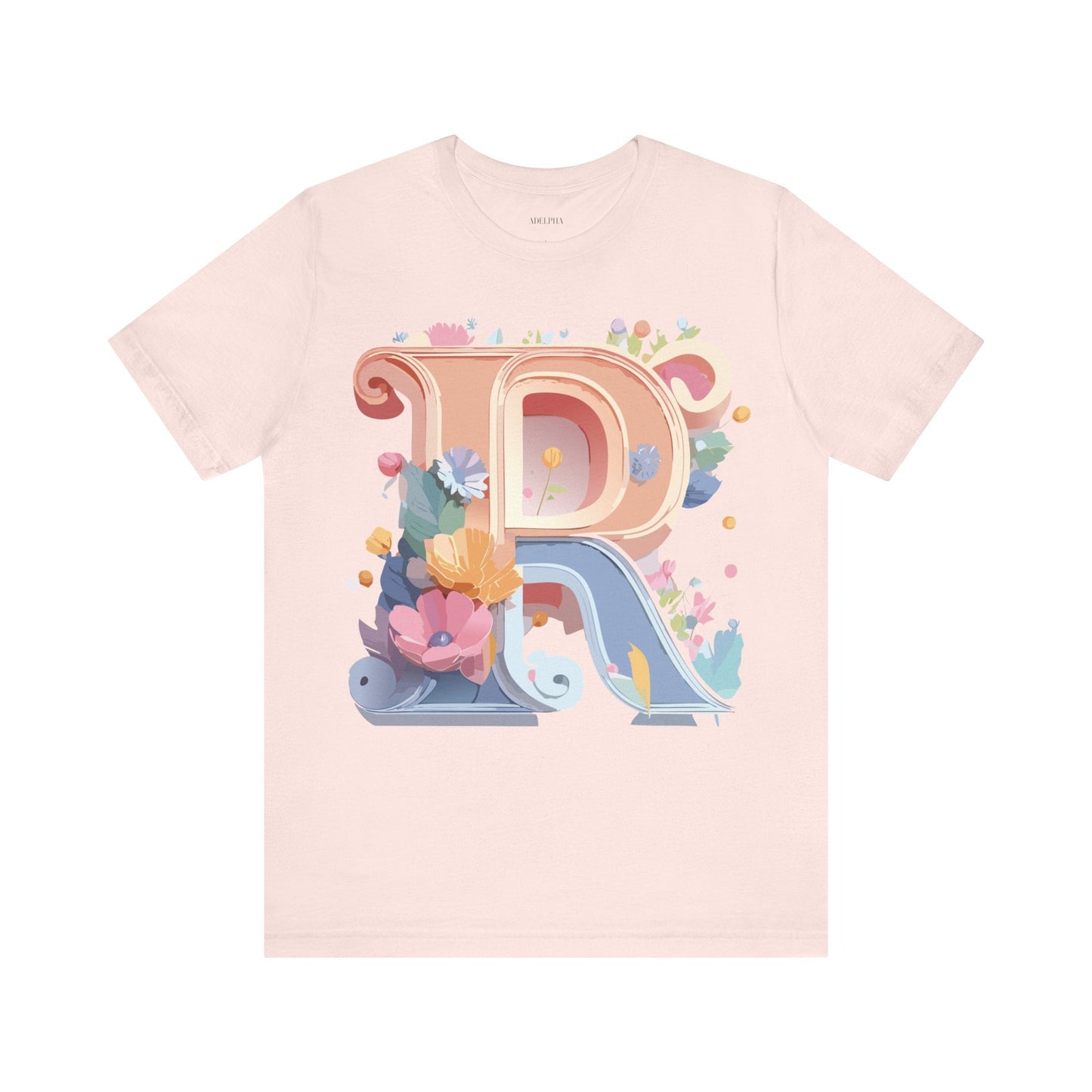 Letter R  Graphic Tee Unisex Short Sleeve Vintage Art Design Tee