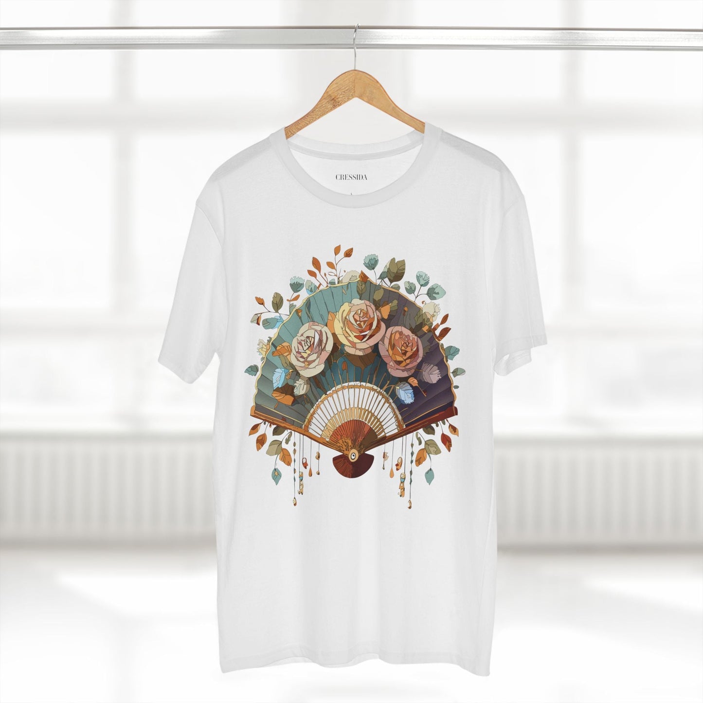 Antique Fan Graphic Design T-Shirt Unisex 100 Cotton Floral Carnival Artwork Tee 5