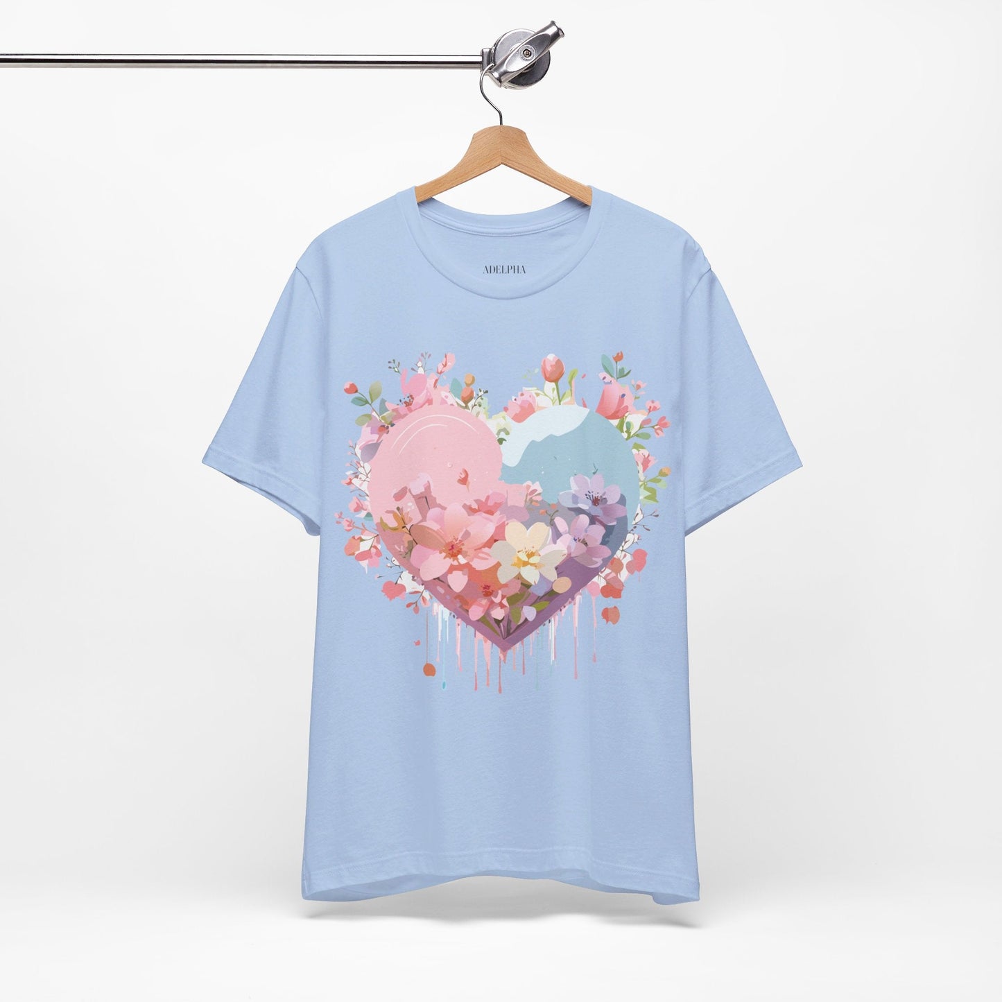 Valentine Day Graphic Unisex 100 Cotton Vintage Artwork with Love and Flower Design Tee 31