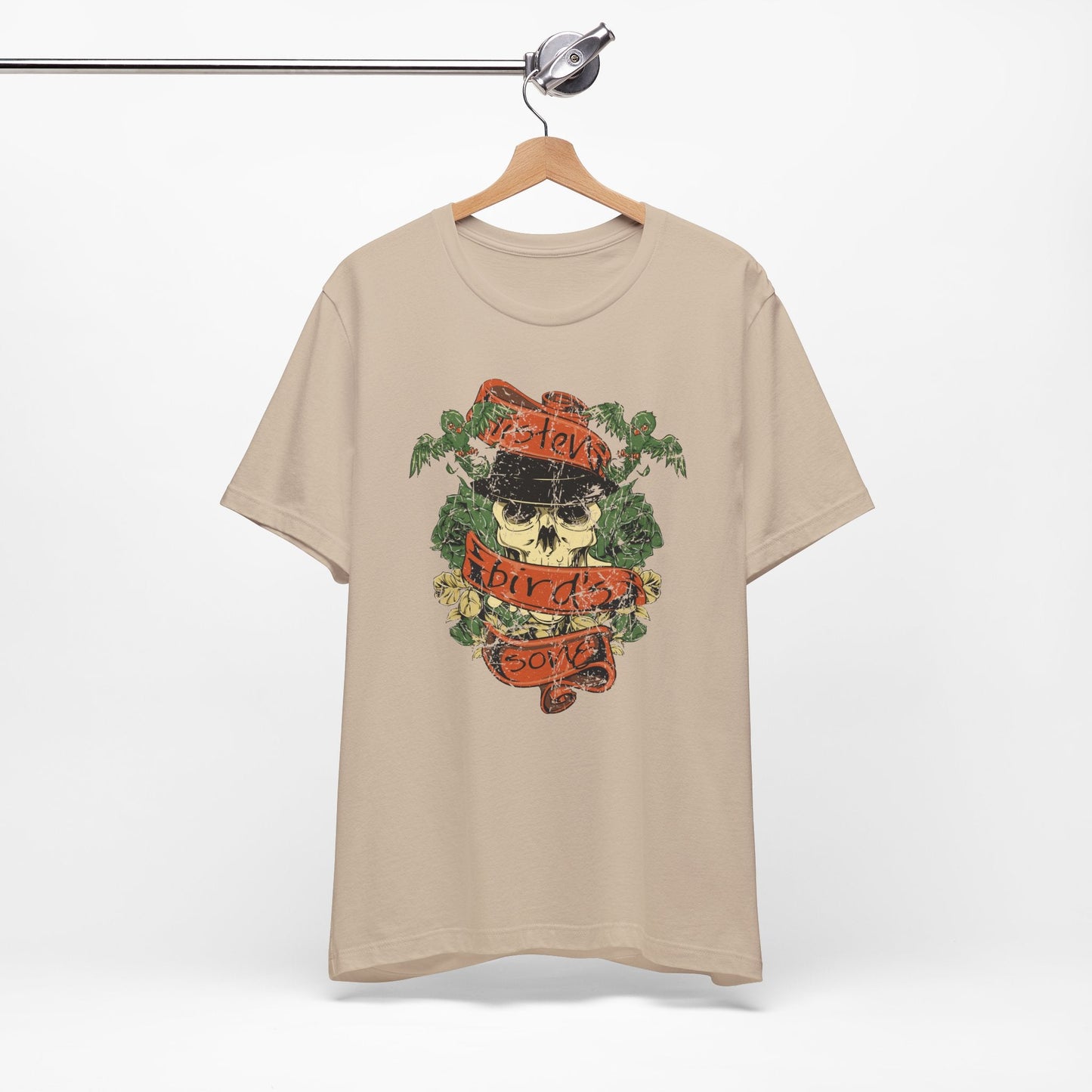 Skull Floral Tattoo Style Graphic Design Unisex Cotton T-Shirt Art-38