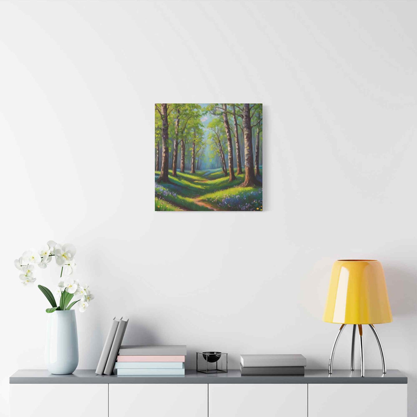 Spring Forest Print Canvas, Oil Paint Print 20x20, 24x24, 30x30, 32x32, 36x36 Art Design Print Pine-Wood Inner Frame MC-94
