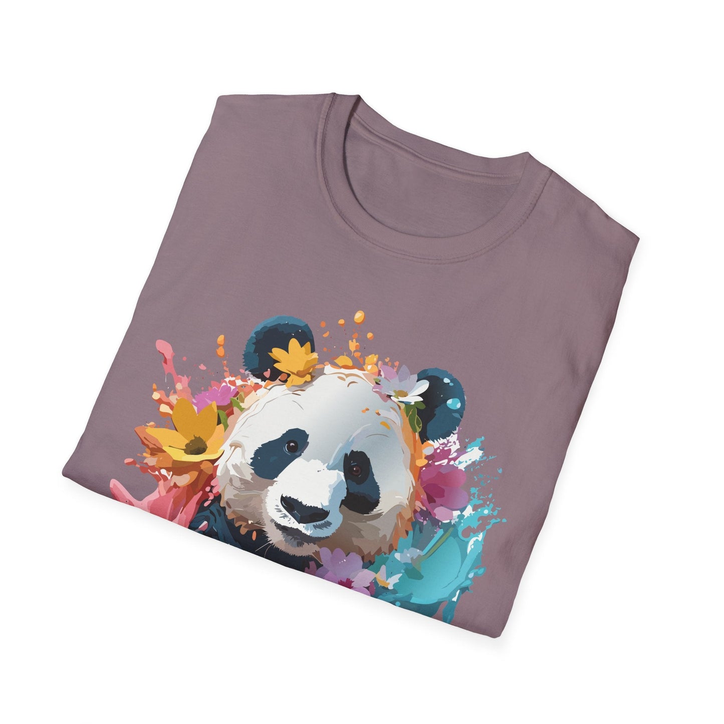 Unisex Panda Shirt Softstyle Tee 100 Percent Ring Spun Cotton Casual Animal Print