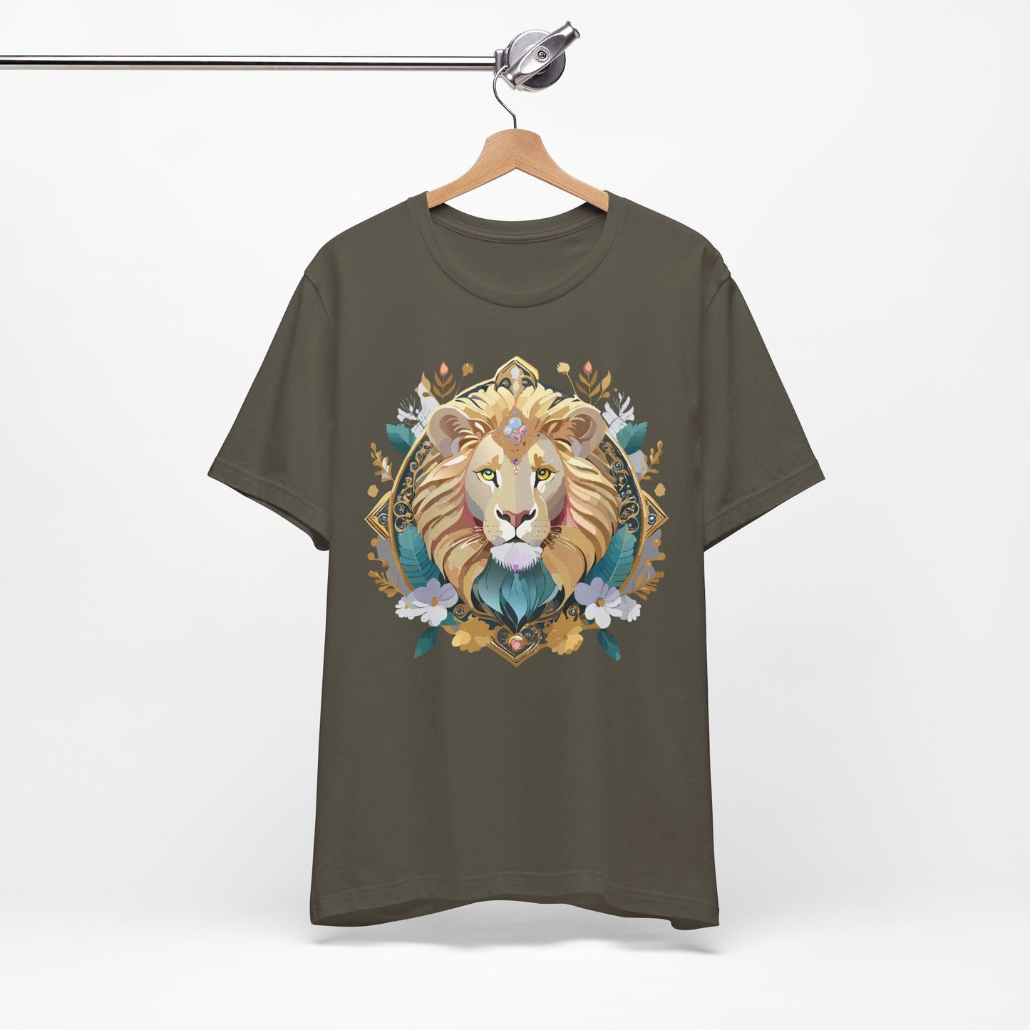 Unisex Lion Graphic Tee, Animal Shirt, Tee Shirt with Lion, Medallion T-Shirt, Animal Medallion Tees 2