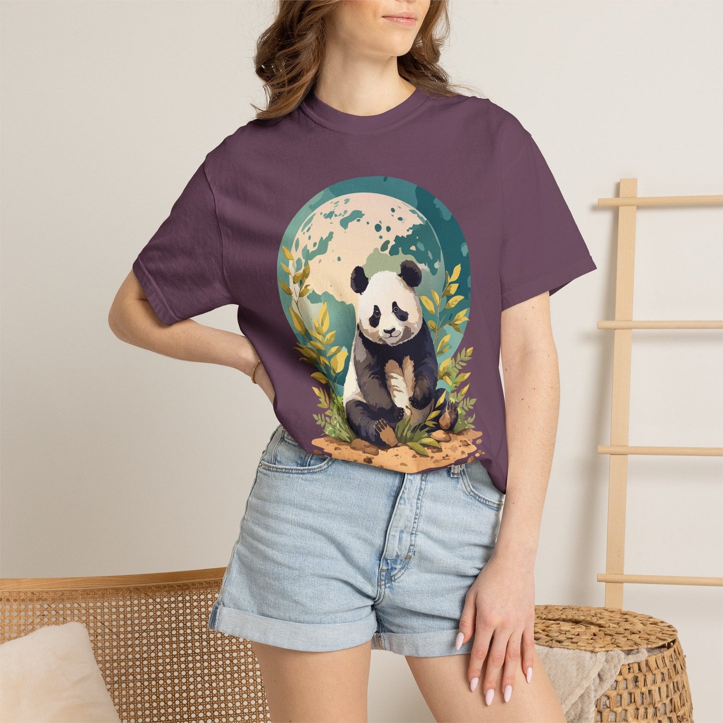 Panda Portrait Graphic T-Shirt Unisex Cotton Floral Animal Art Tee pp6